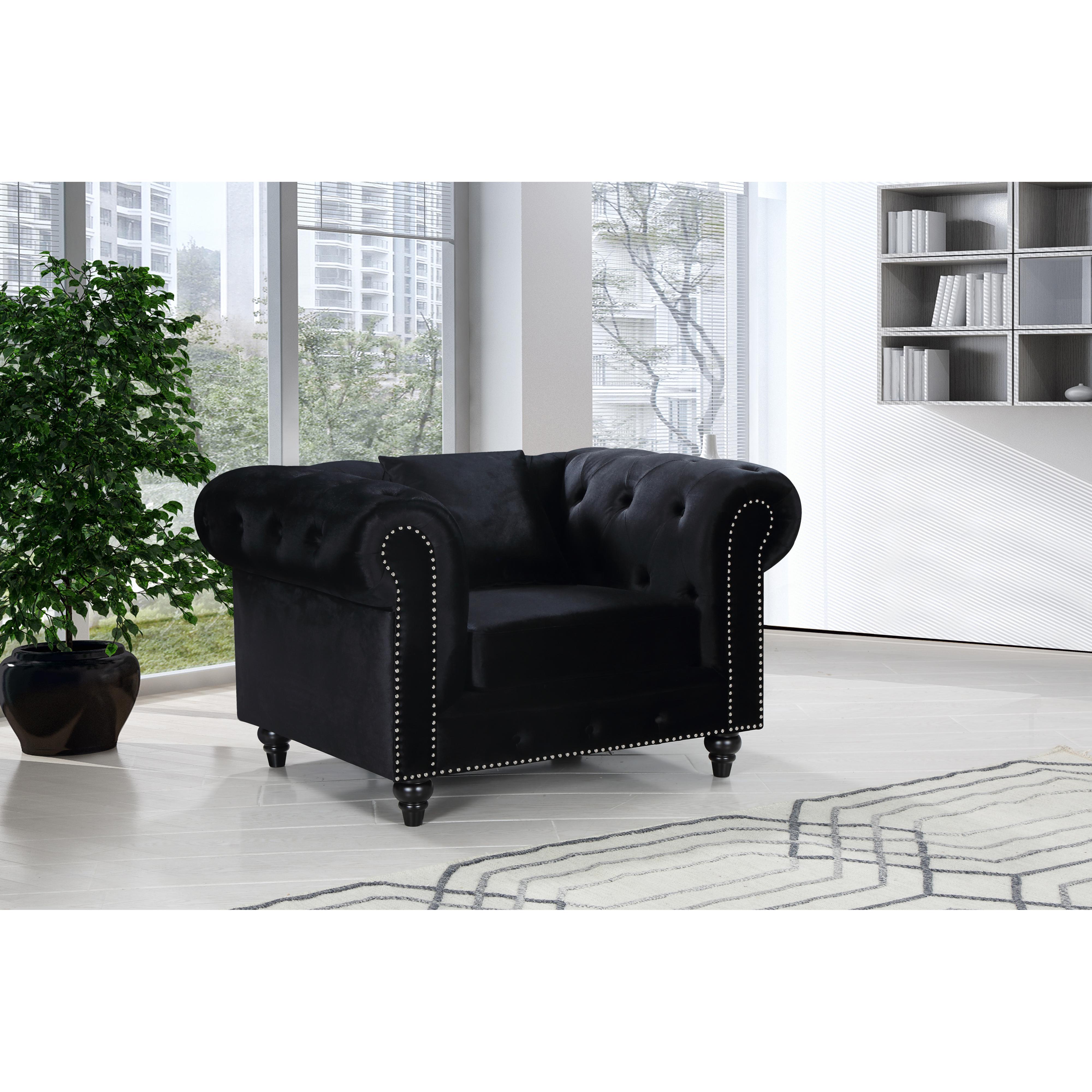 Meridian Chesterfield Black Velvet Chair