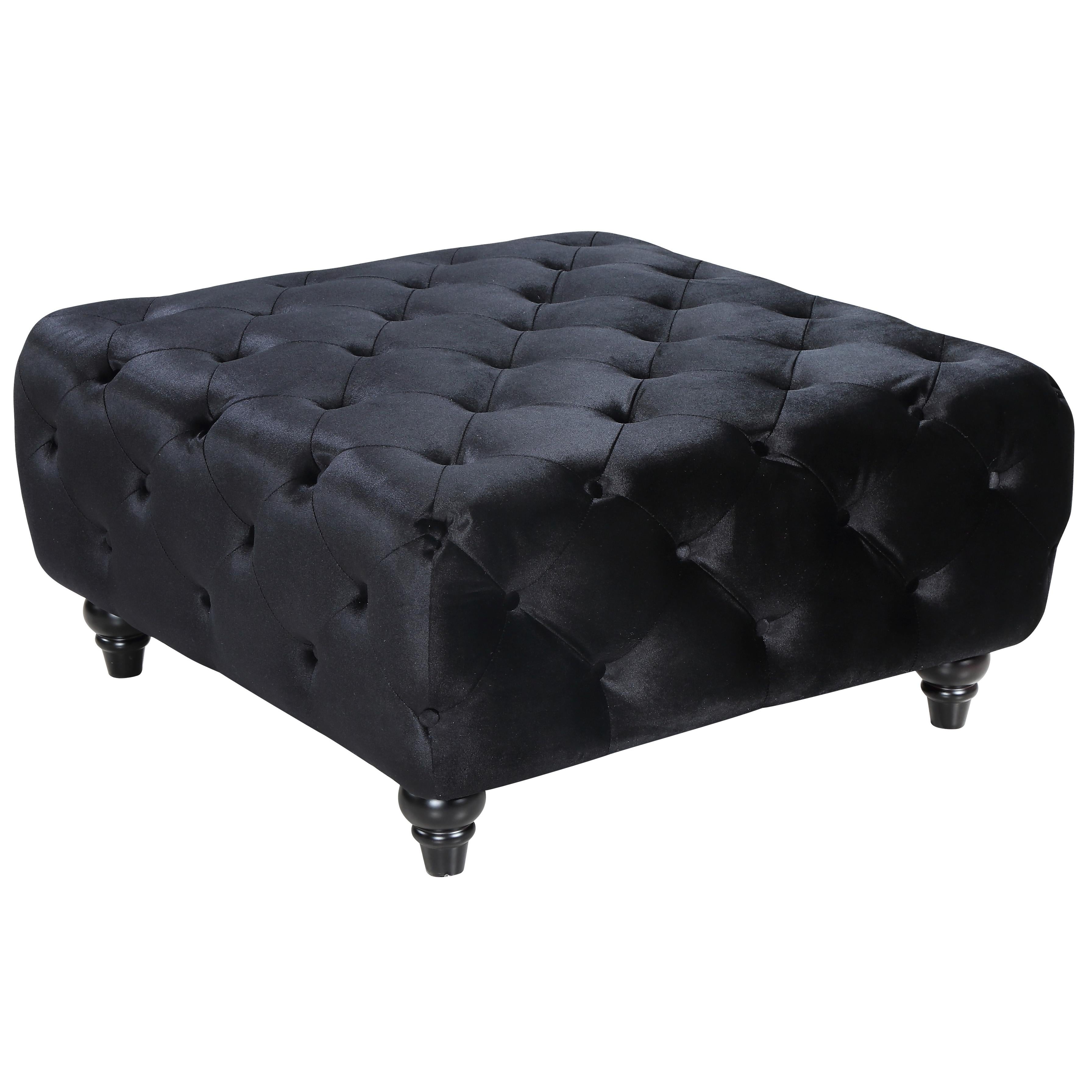 Meridian Chesterfield Black Velvet Ottoman