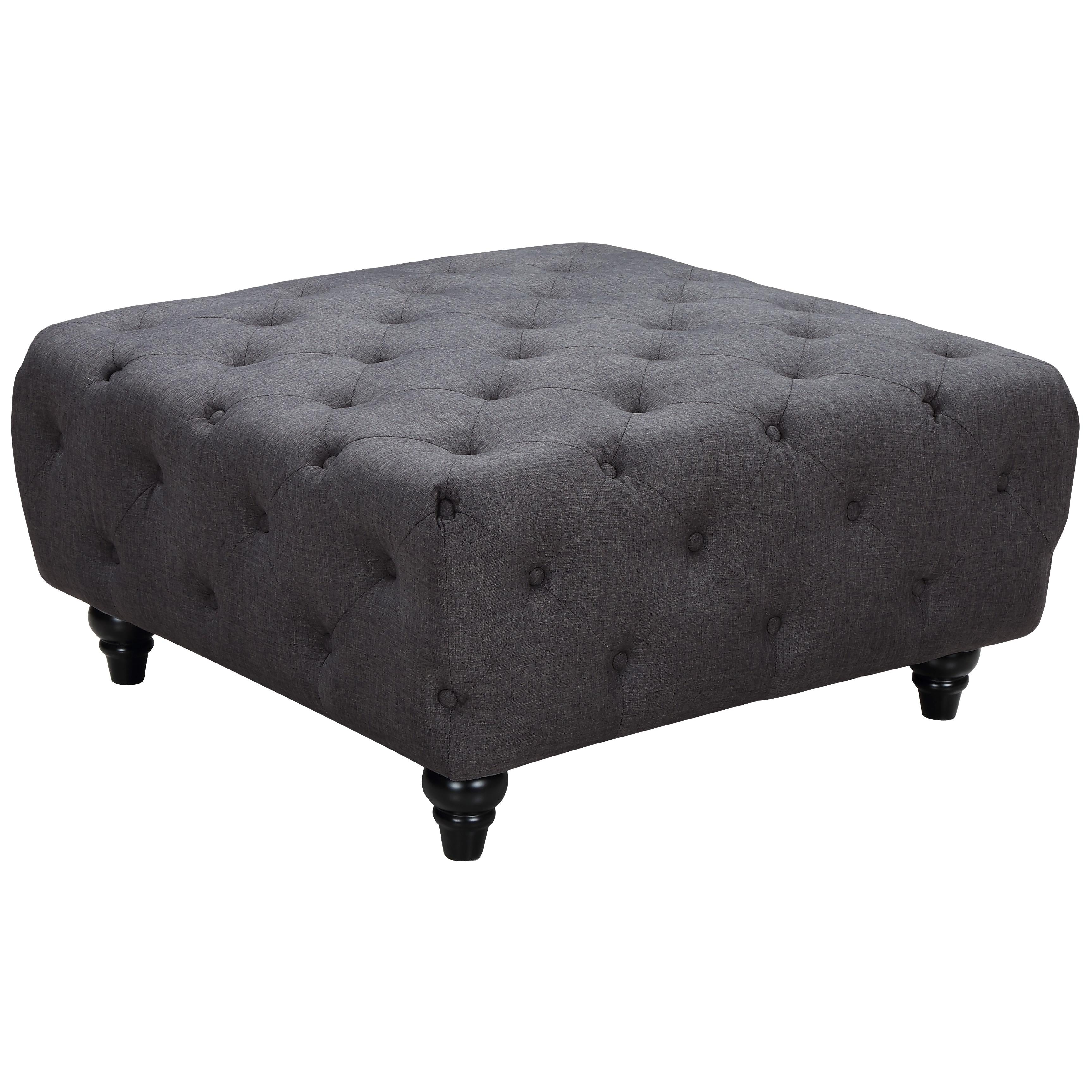 Meridian Chesterfield Grey Linen Textured Ottoman