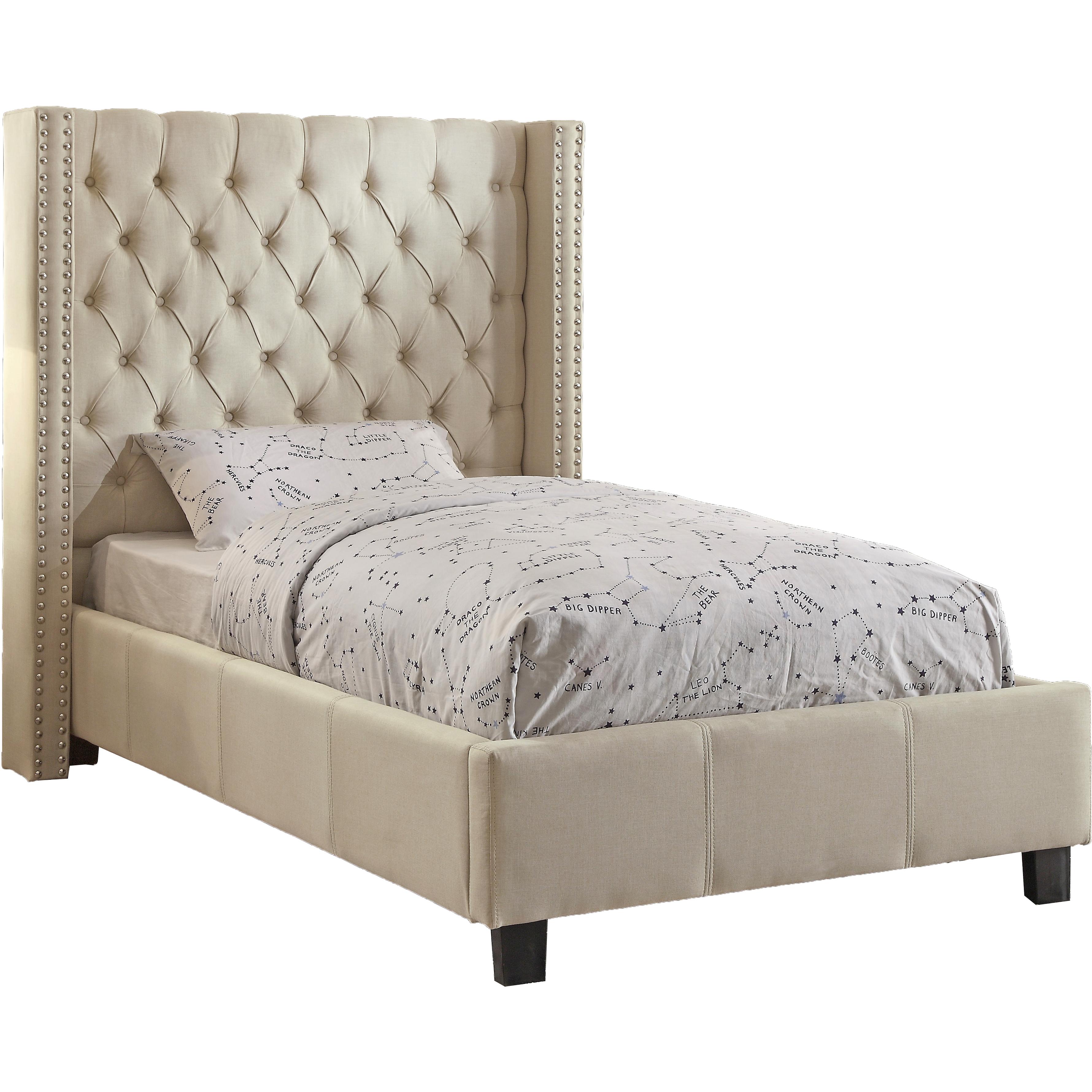 Meridian Ashton Beige Linen Textured Twin Bed