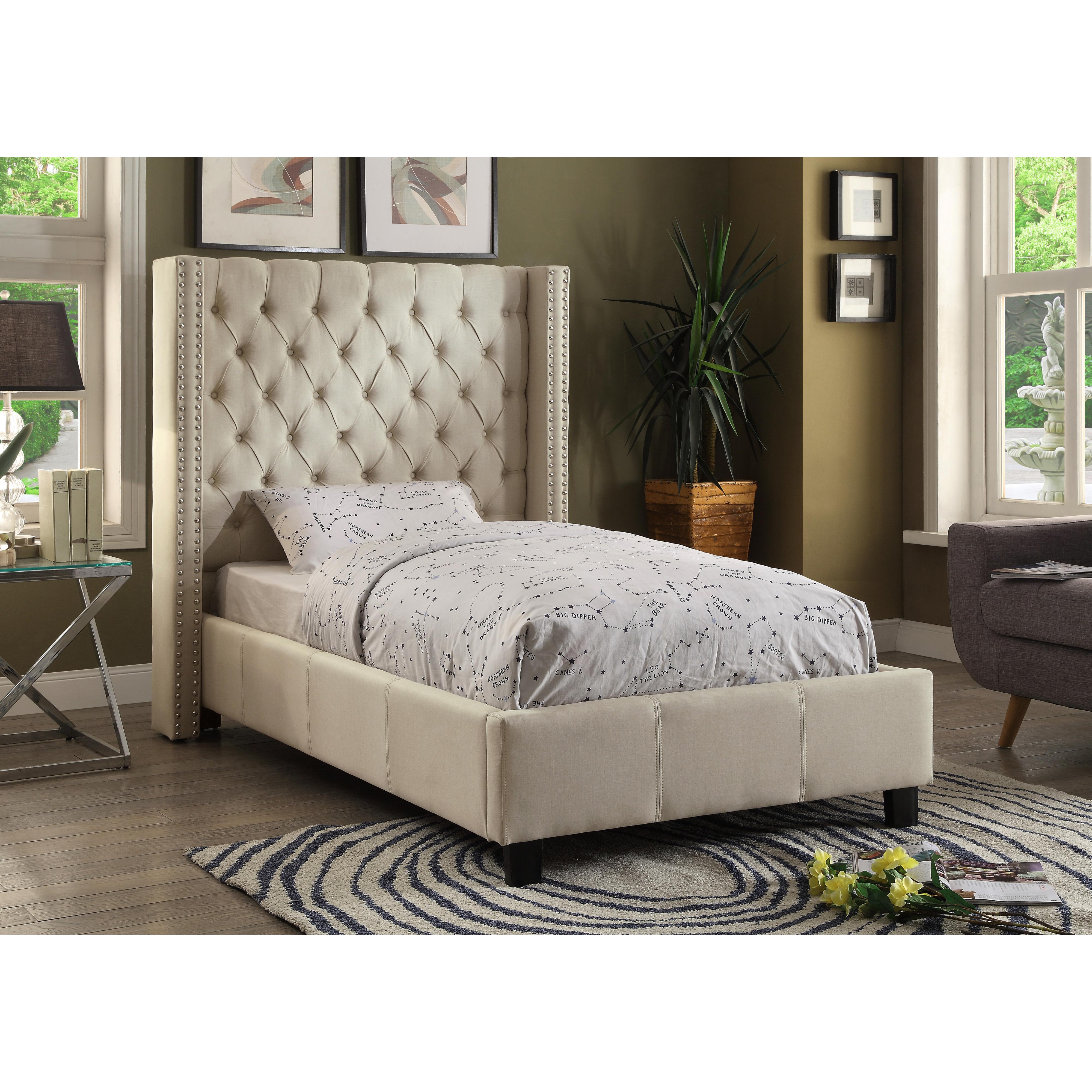 Meridian Ashton Beige Linen Textured Twin Bed