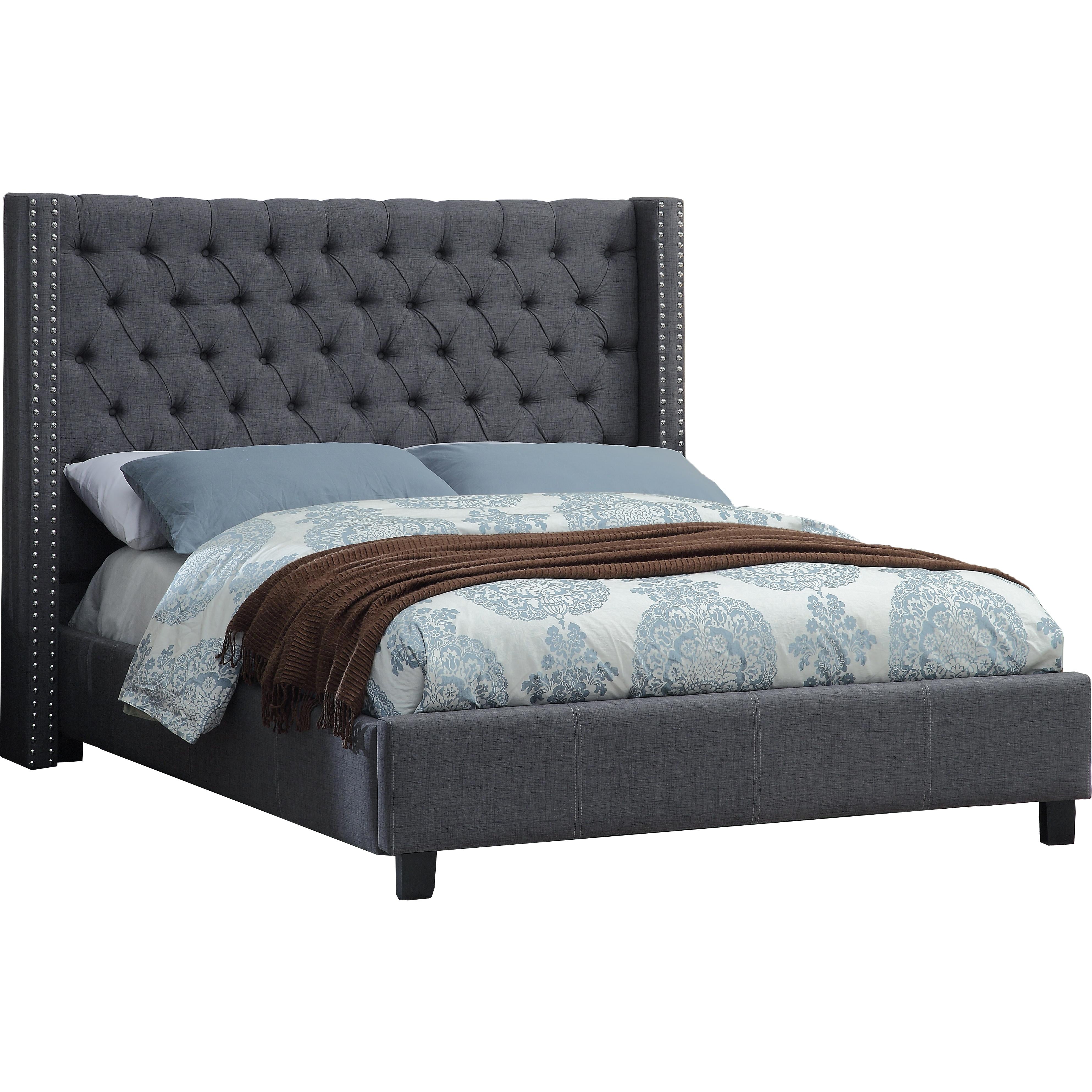 Meridian Ashton Grey Linen Textured King Bed