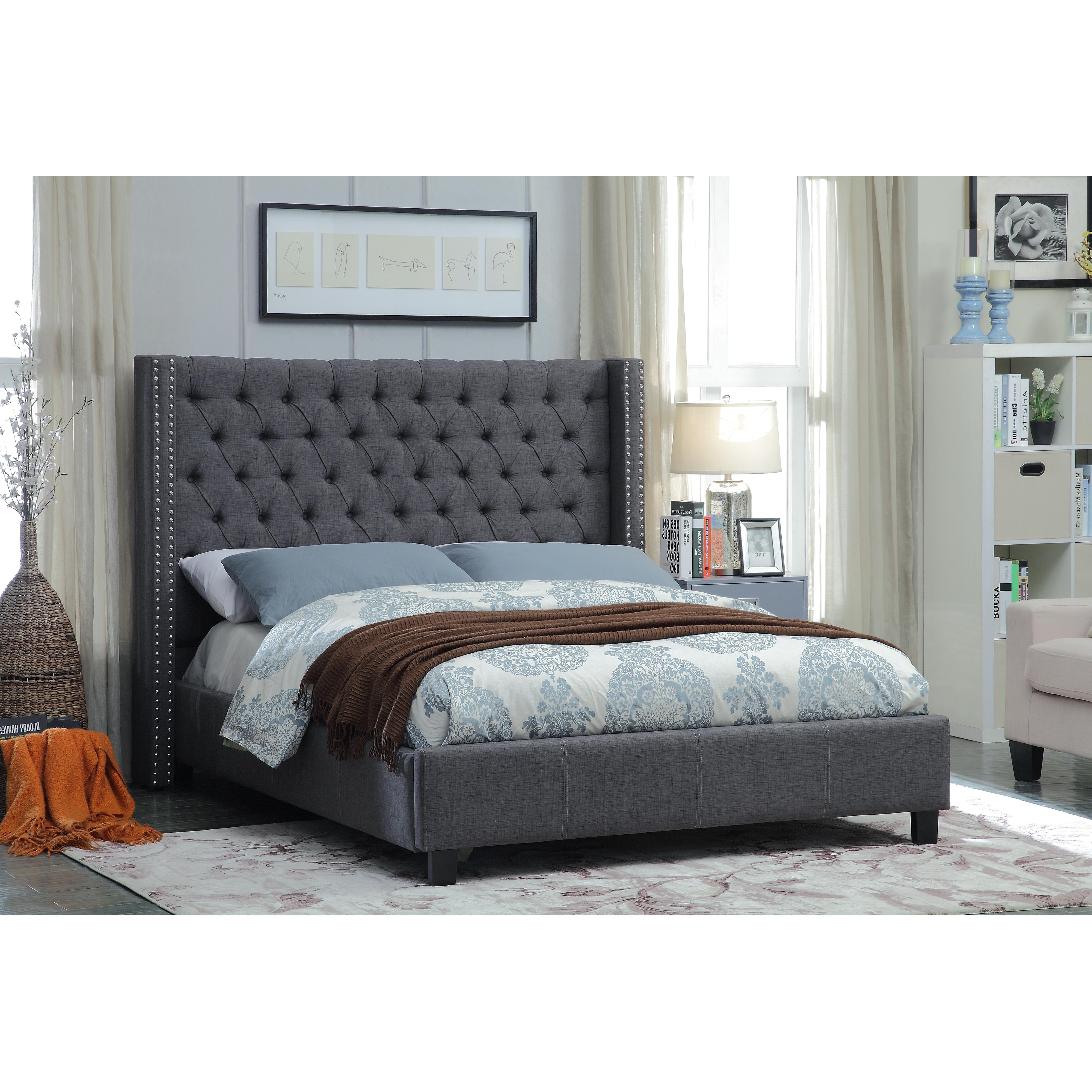 Meridian Ashton Grey Linen Textured King Bed