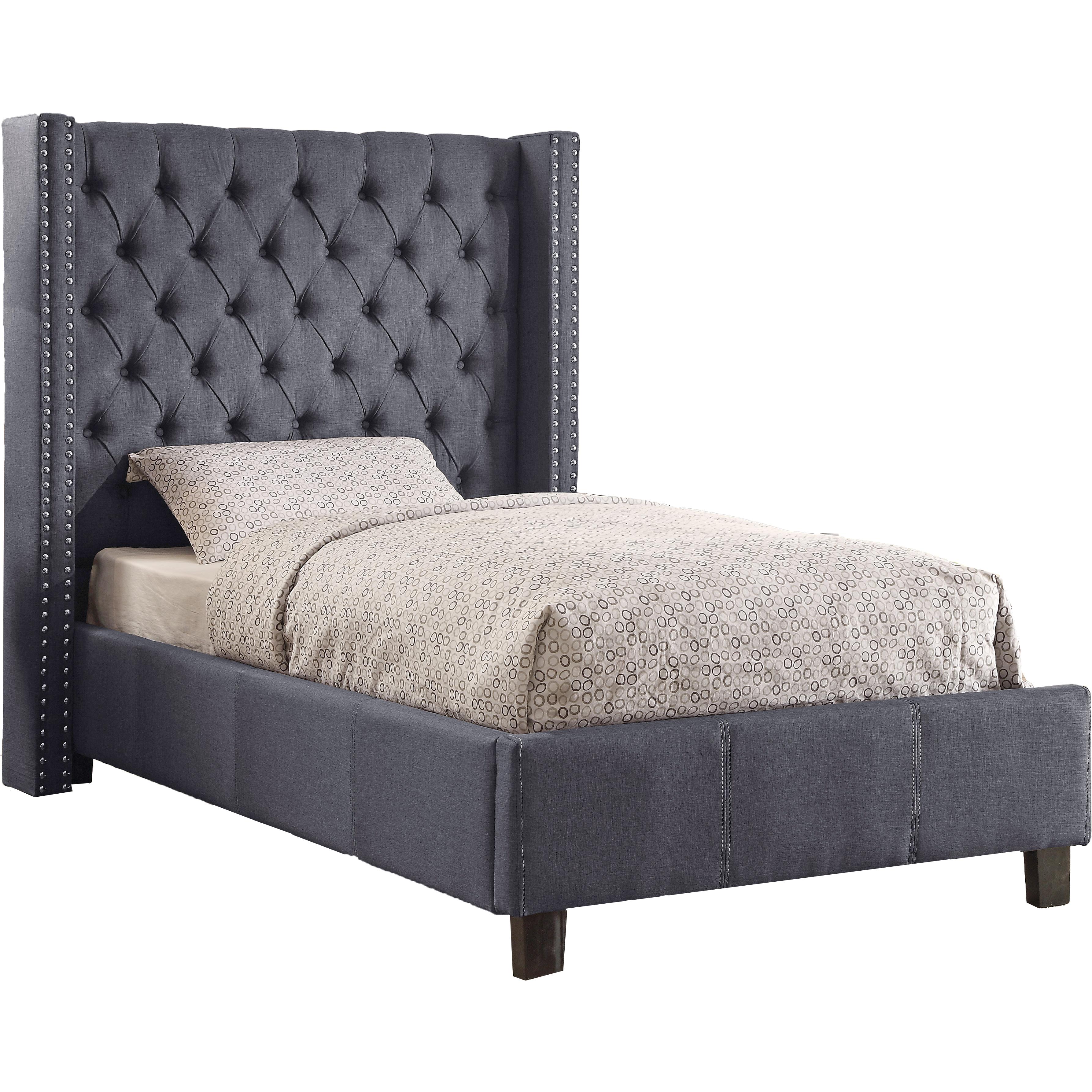 Meridian Ashton Grey Linen Textured Twin Bed