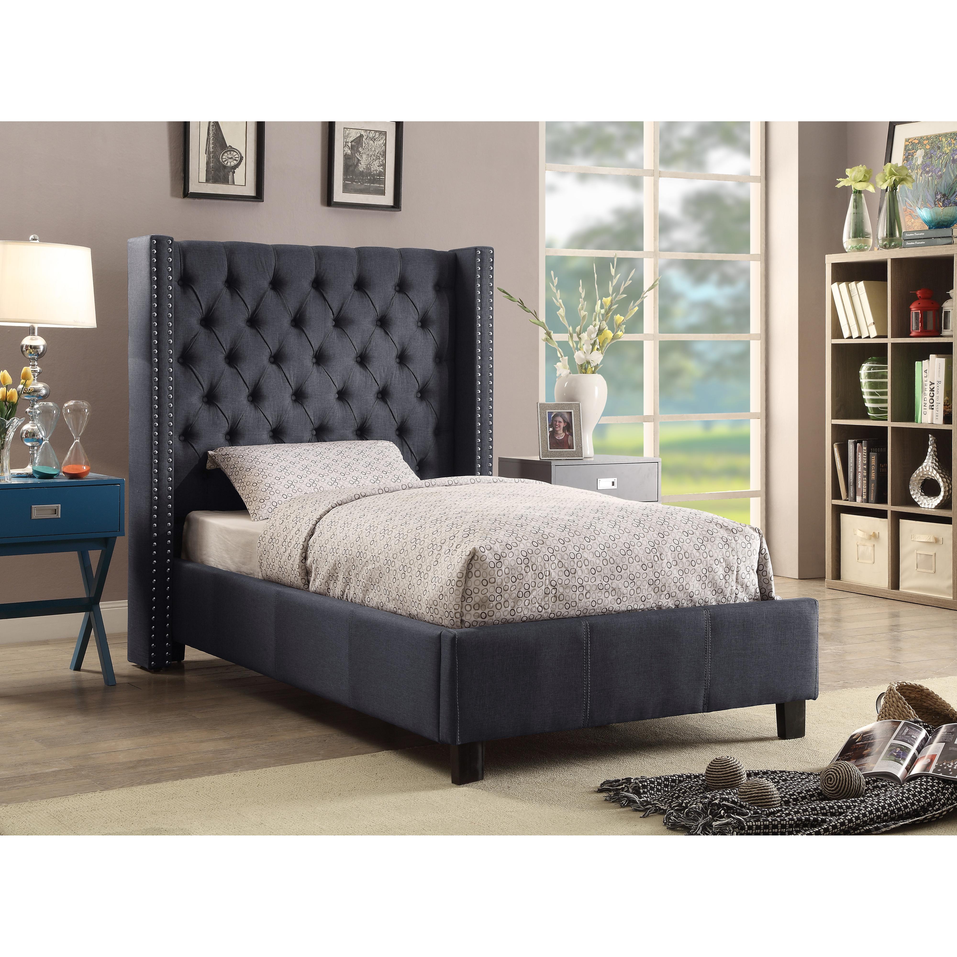 Meridian Ashton Grey Linen Textured Twin Bed