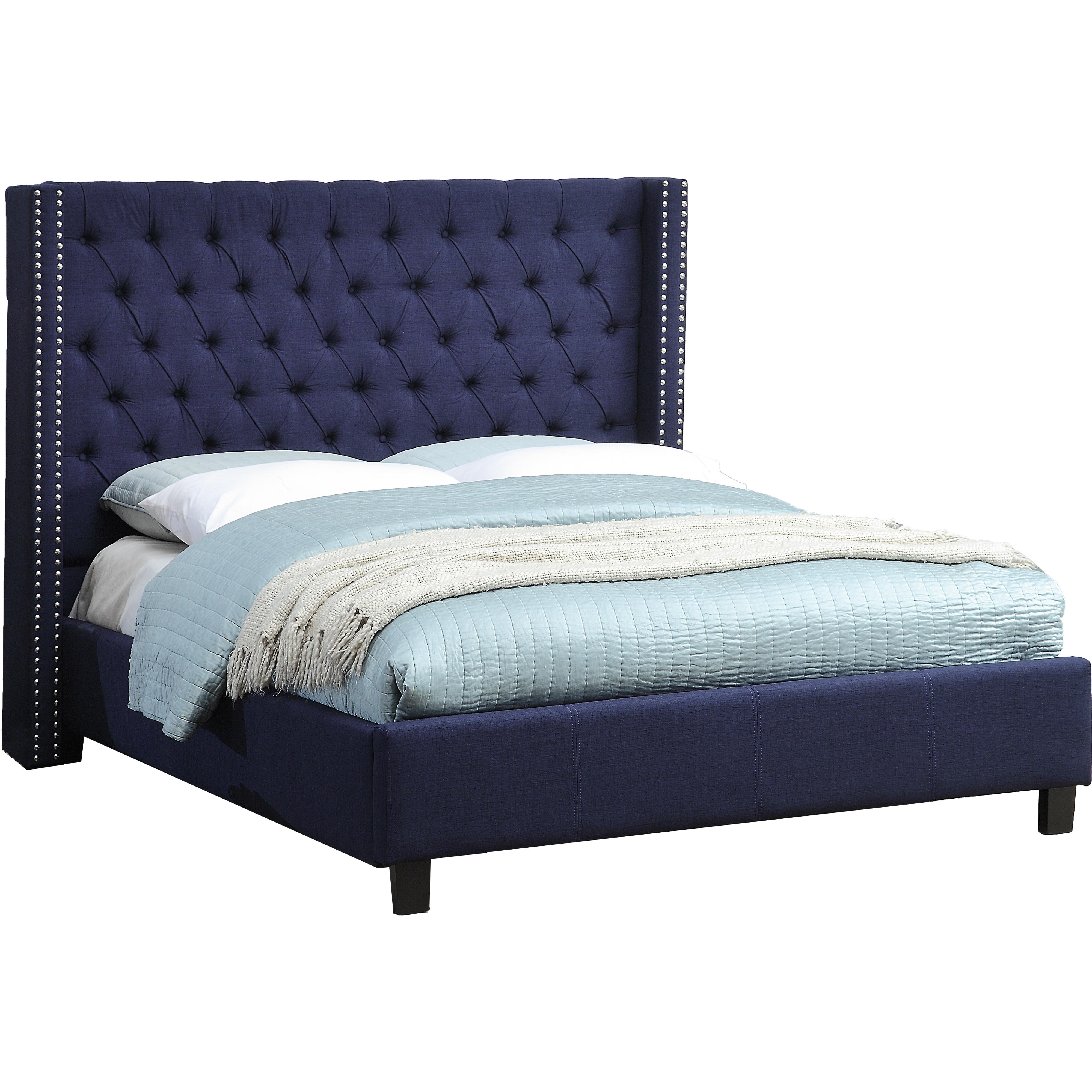 Meridian Ashton Navy Linen Textured King Bed