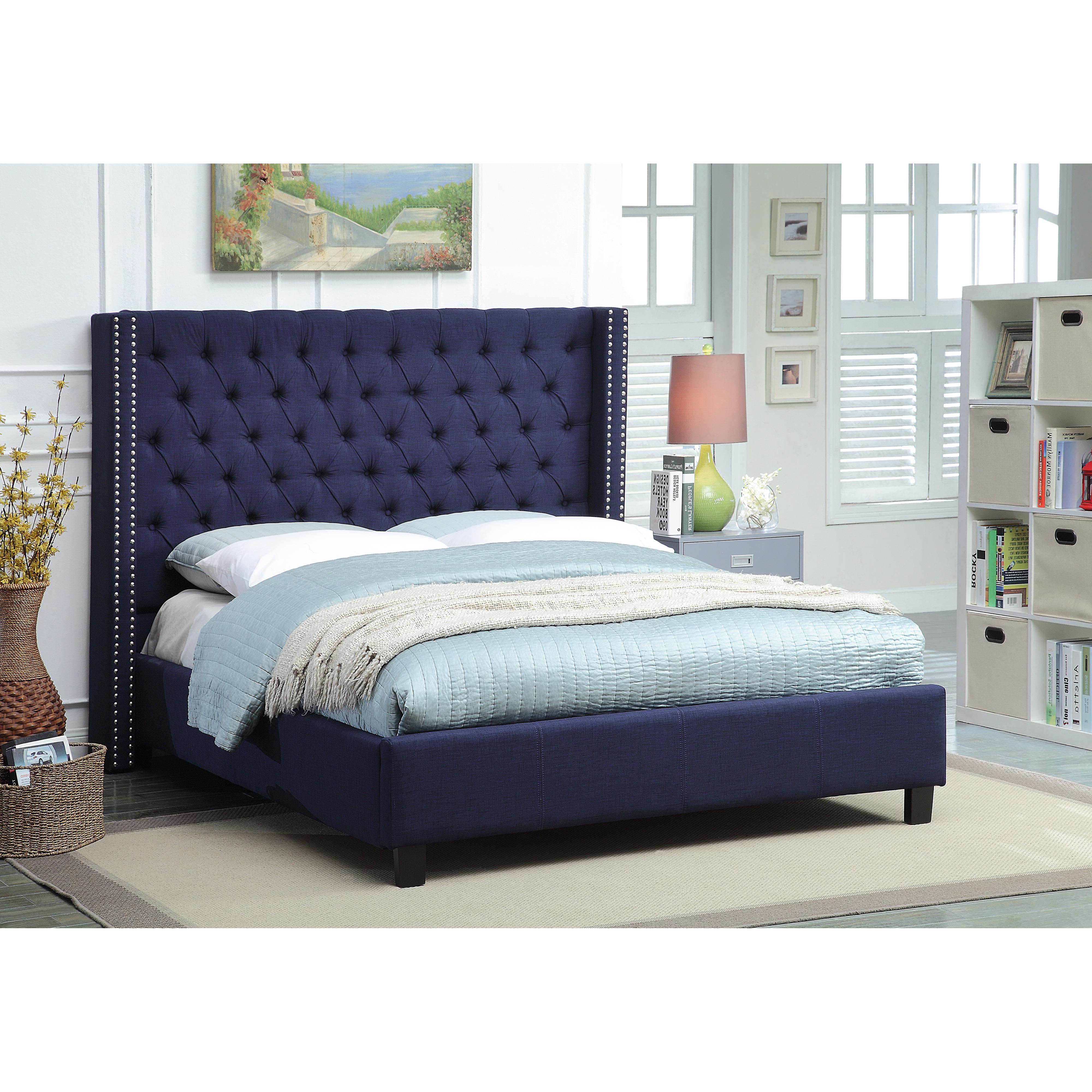 Meridian Ashton Navy Linen Textured King Bed