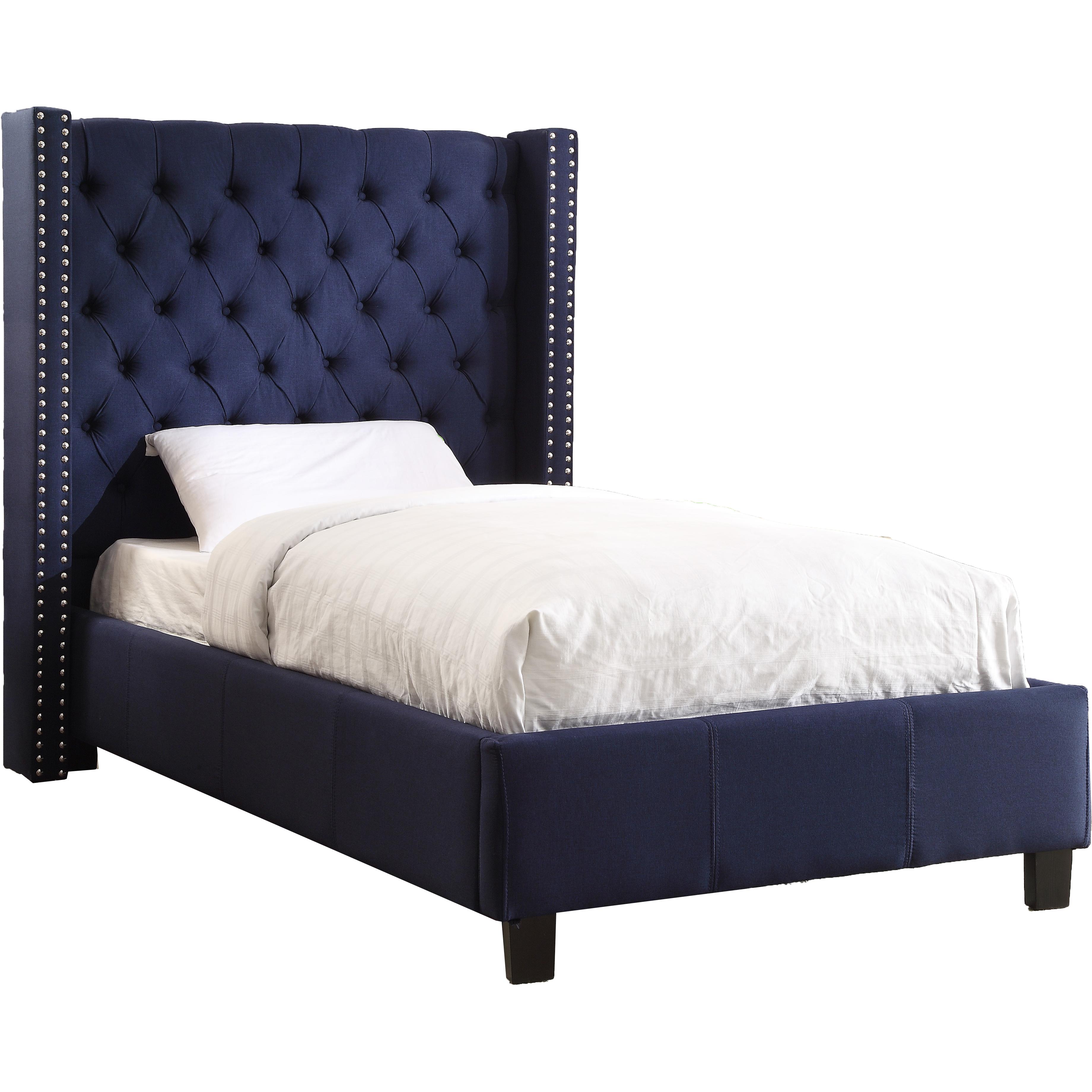 Meridian Ashton Navy Linen Textured Twin Bed