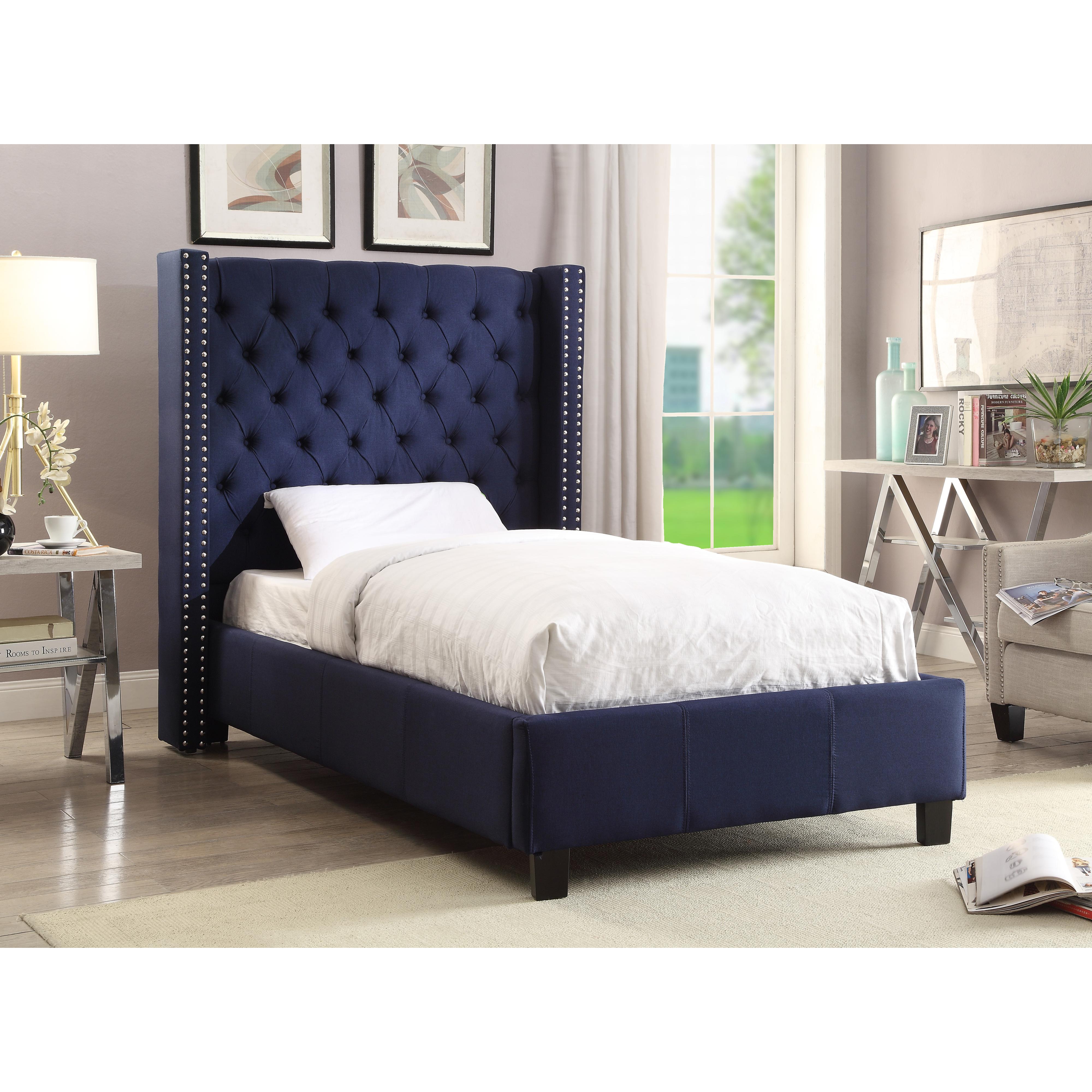 Meridian Ashton Navy Linen Textured Twin Bed