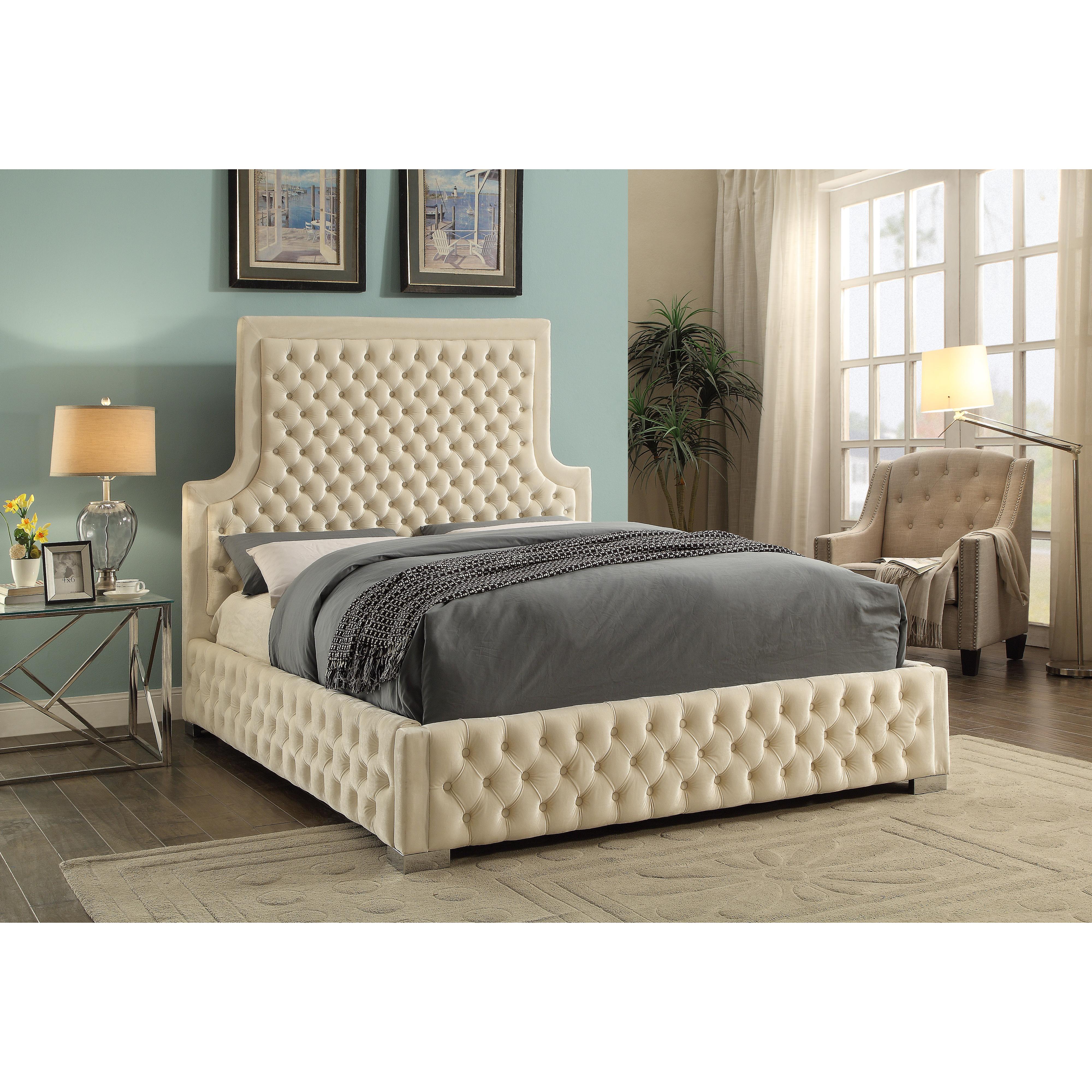 Meridian Sedona Cream Velvet King Bed