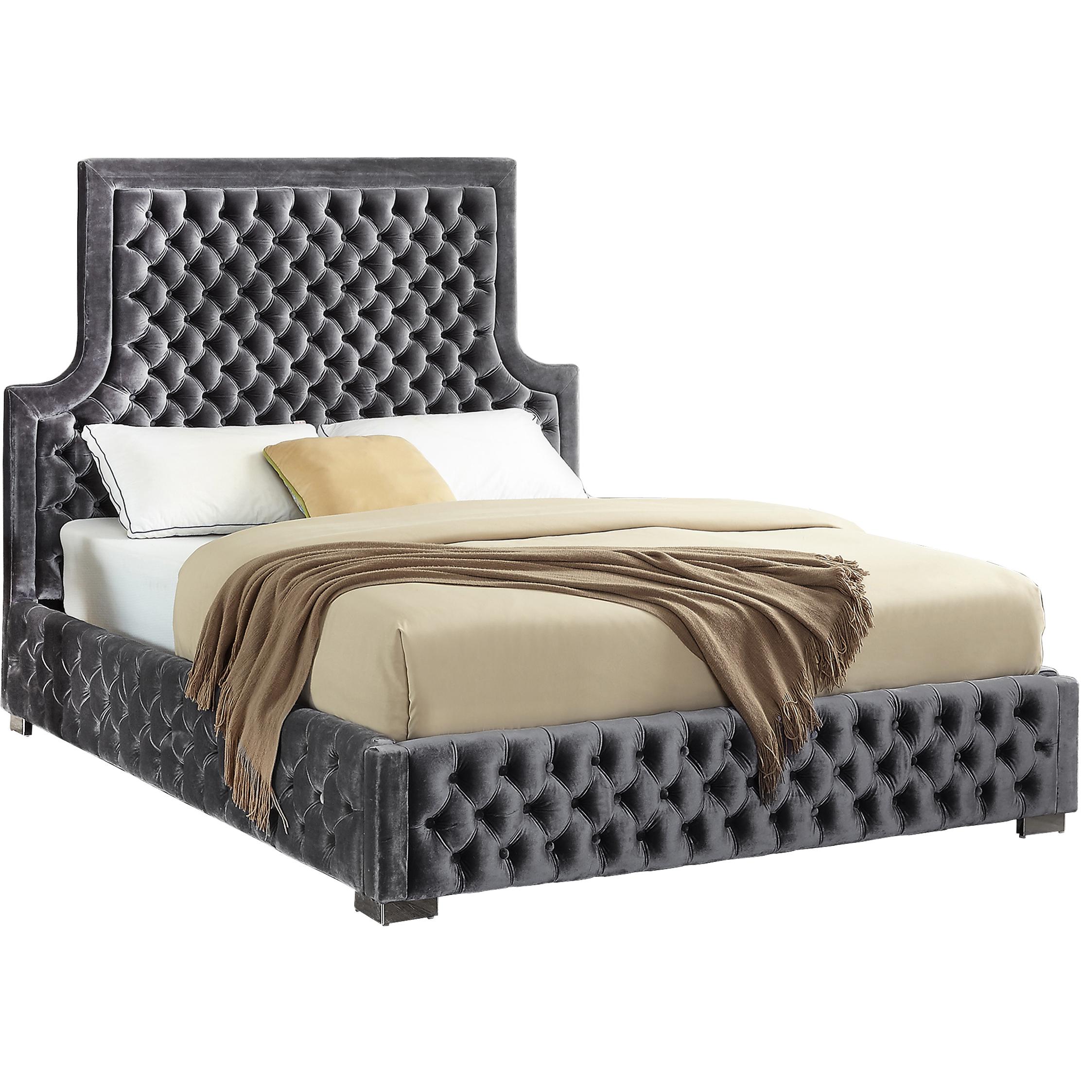 Meridian Sedona Grey Velvet King Bed