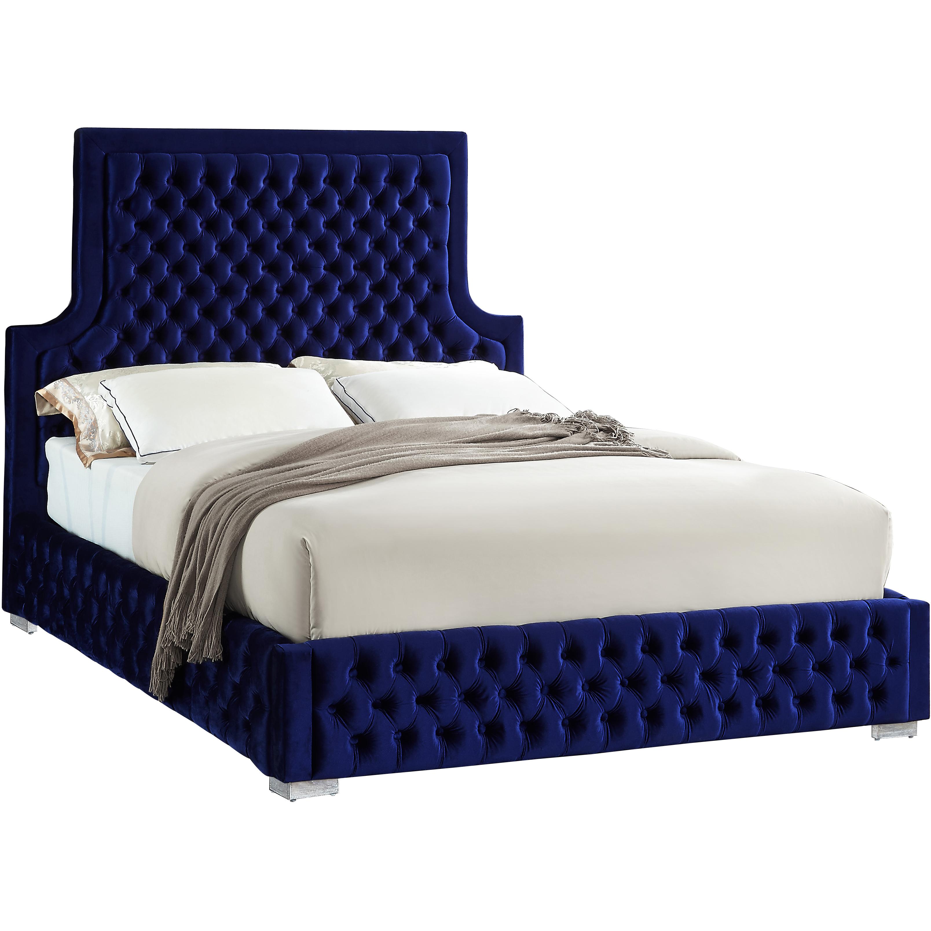 Meridian Sedona Navy Velvet King Bed