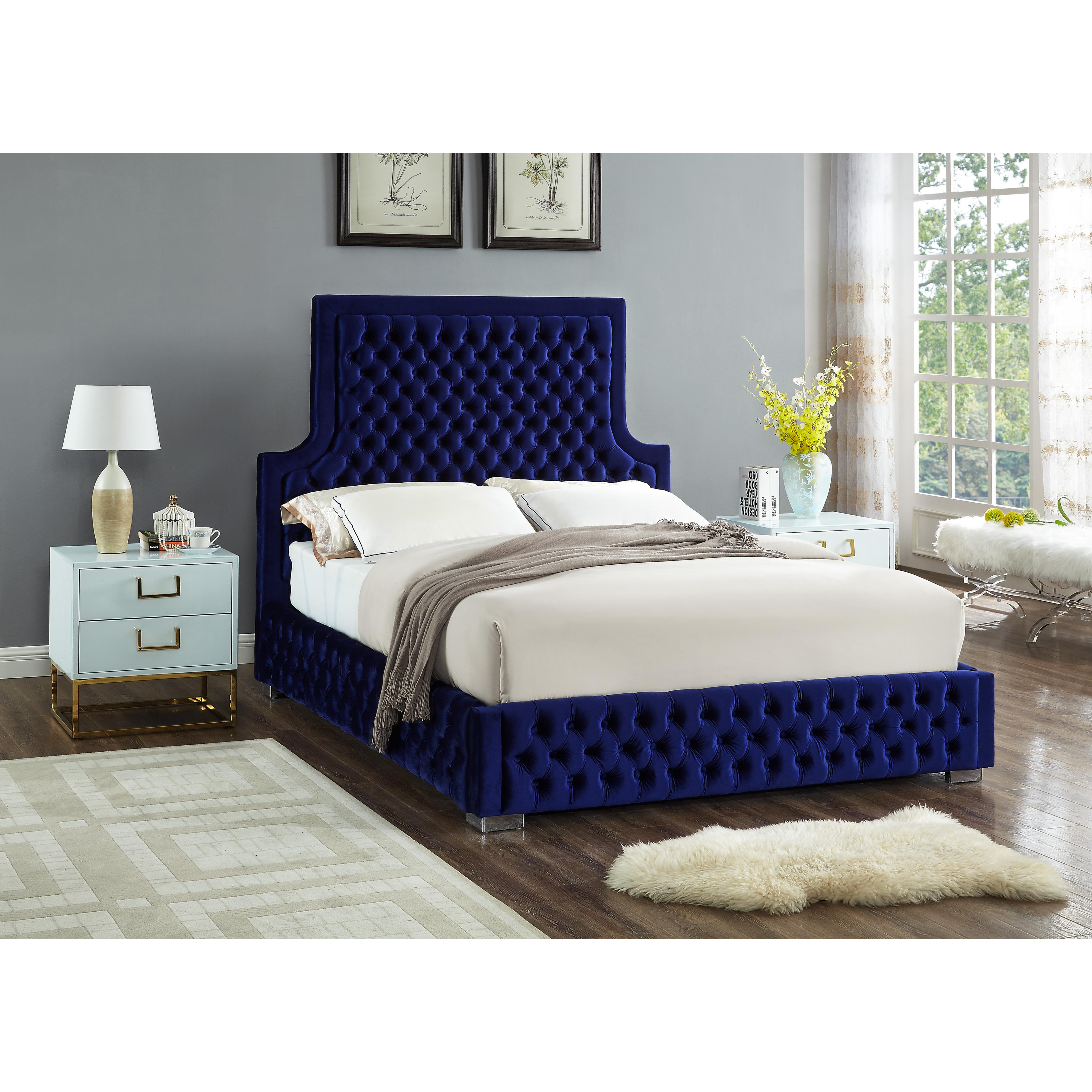 Meridian Sedona Navy Velvet King Bed