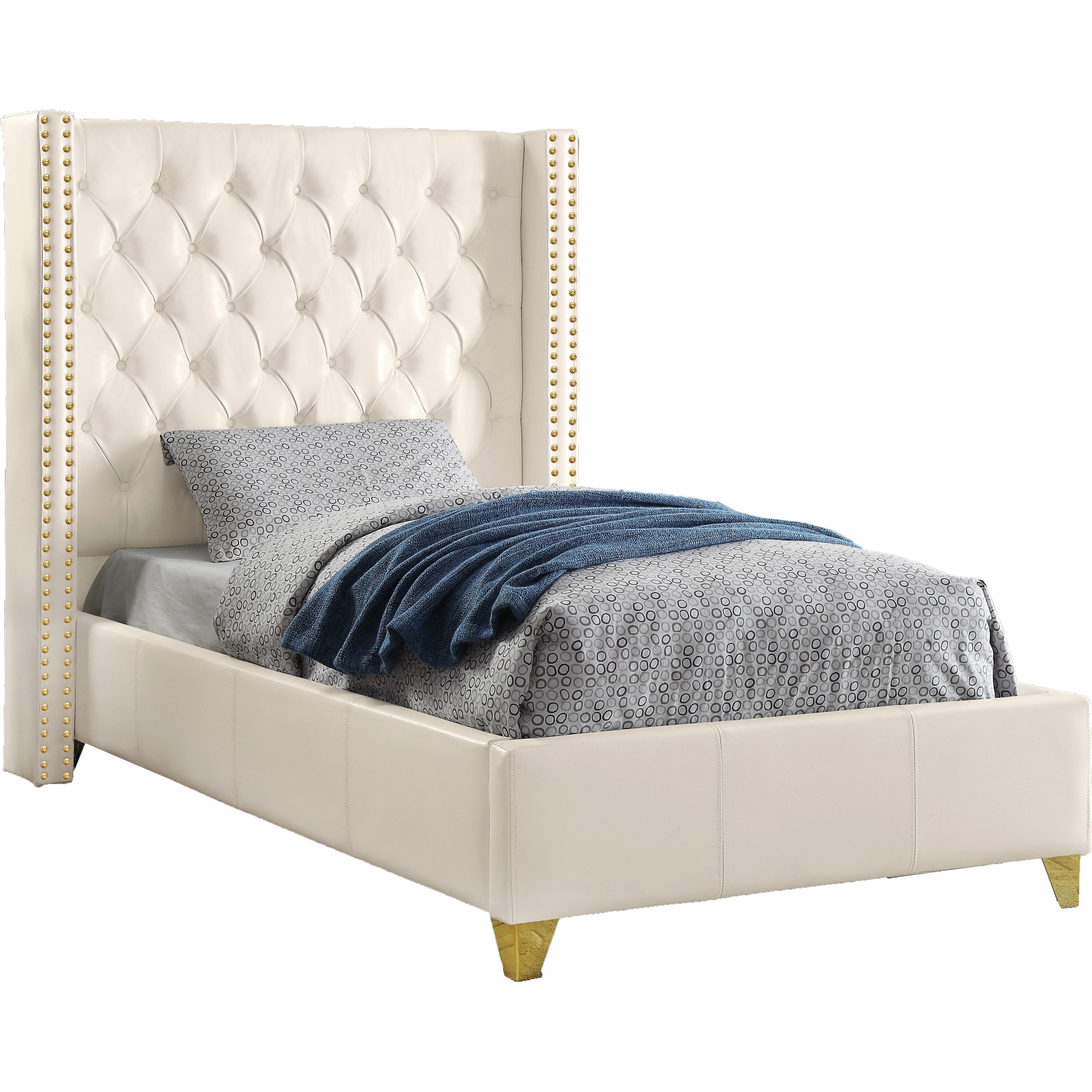 Meridian Soho White Vegan Leather Twin Bed