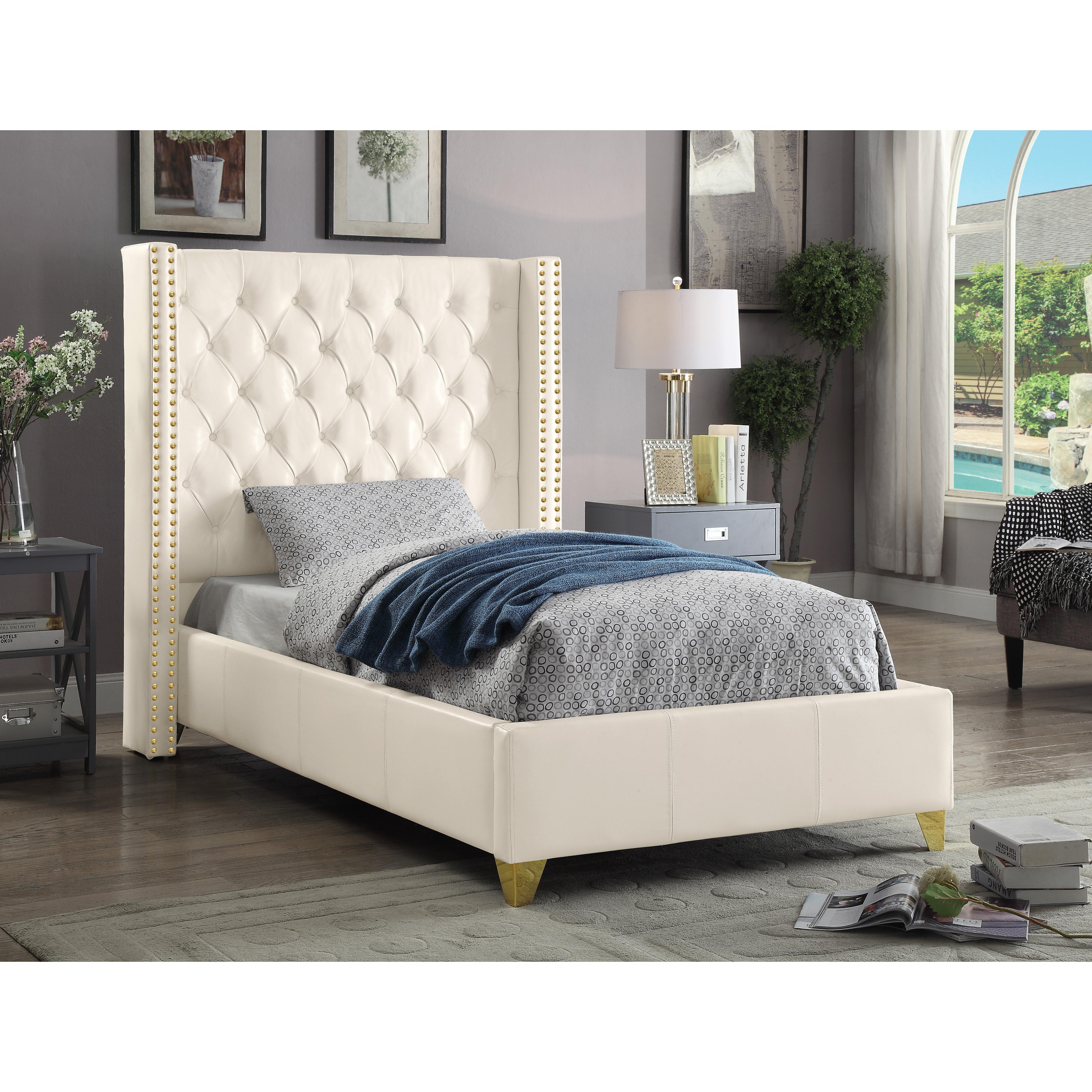 Meridian Soho White Vegan Leather Twin Bed