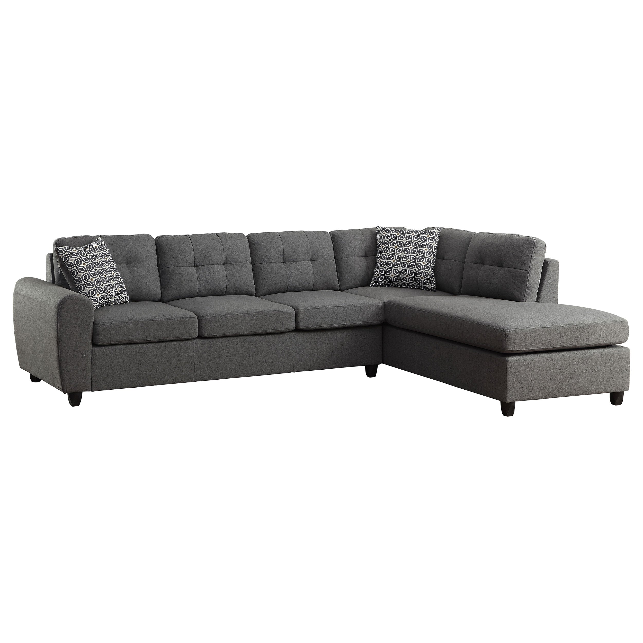 Stonenesse Upholstered Tufted Sectional with Storage Ottoman Grey