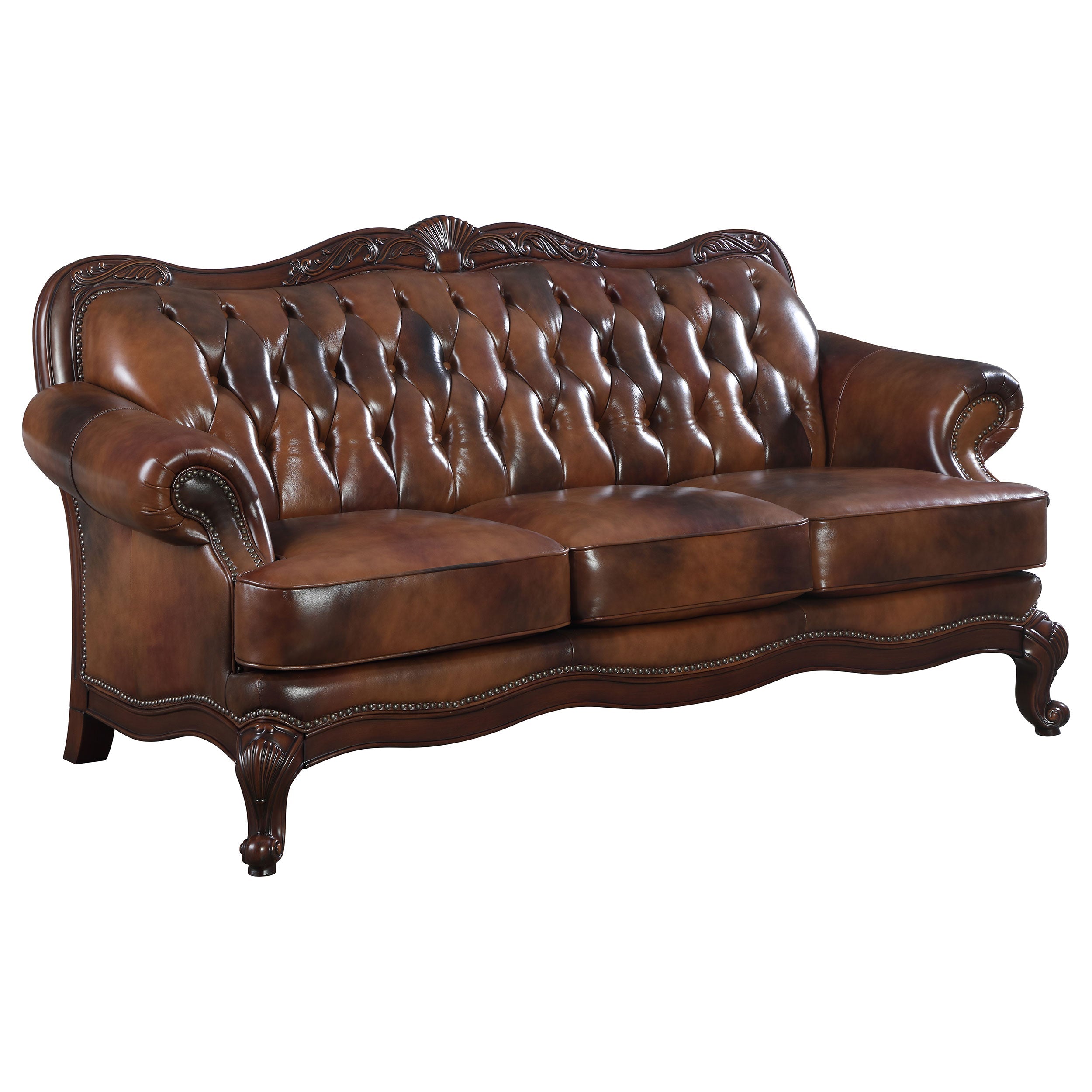 Victoria Upholstered Tufted Living Room Set Brown