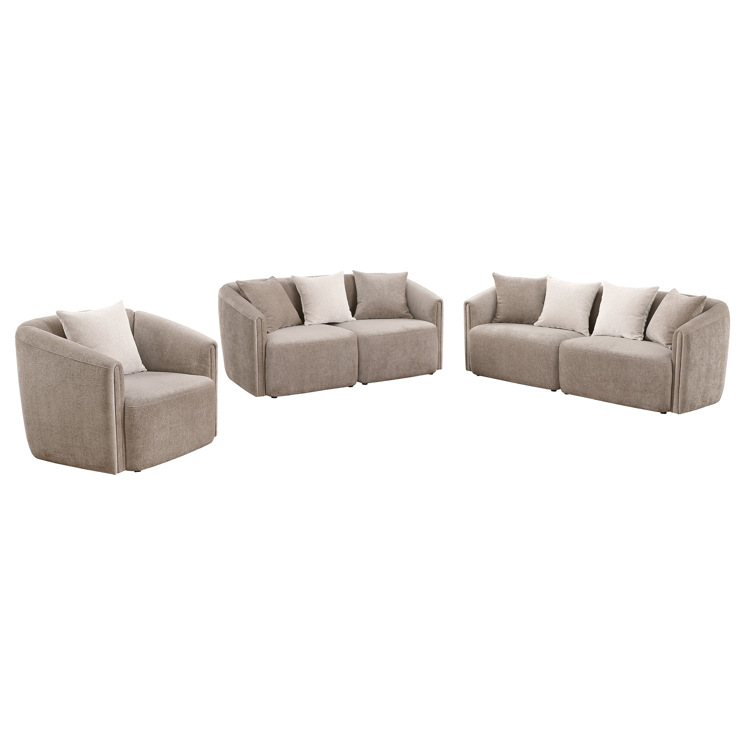 Townsend  Chenille Upholstered Sofa Set Latte