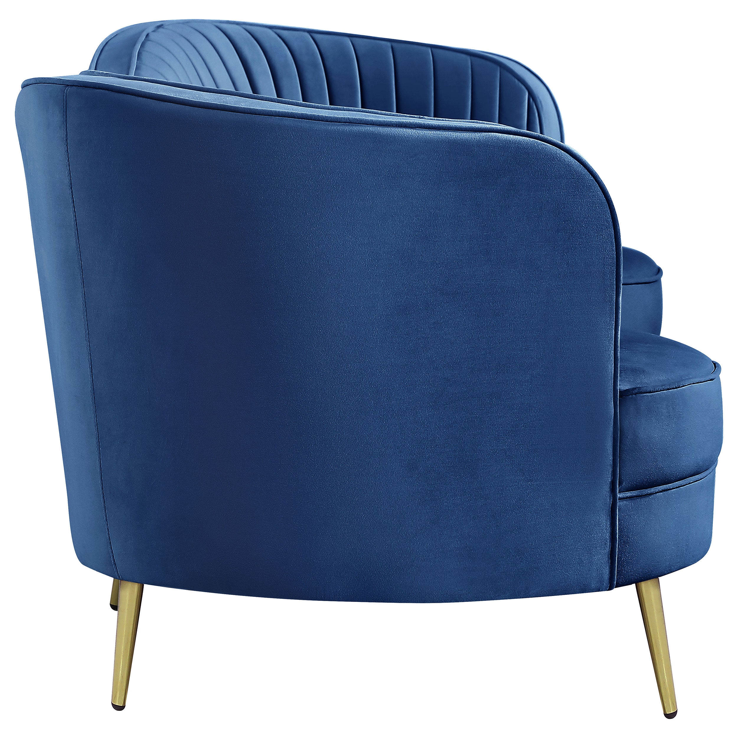 Sophia Upholstered Camel Back Sofa Blue