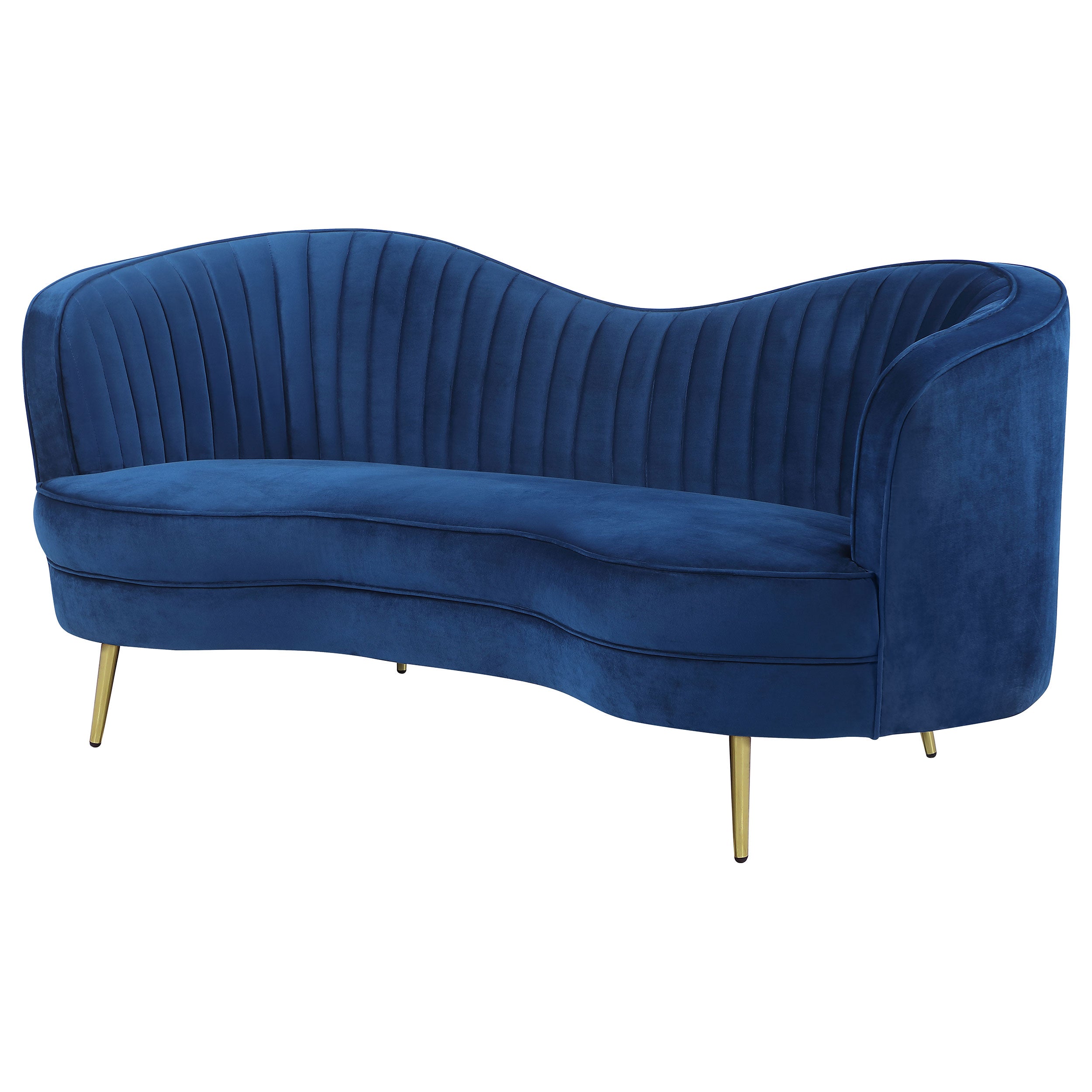 Sophia Upholstered Camel Back Loveseat Blue