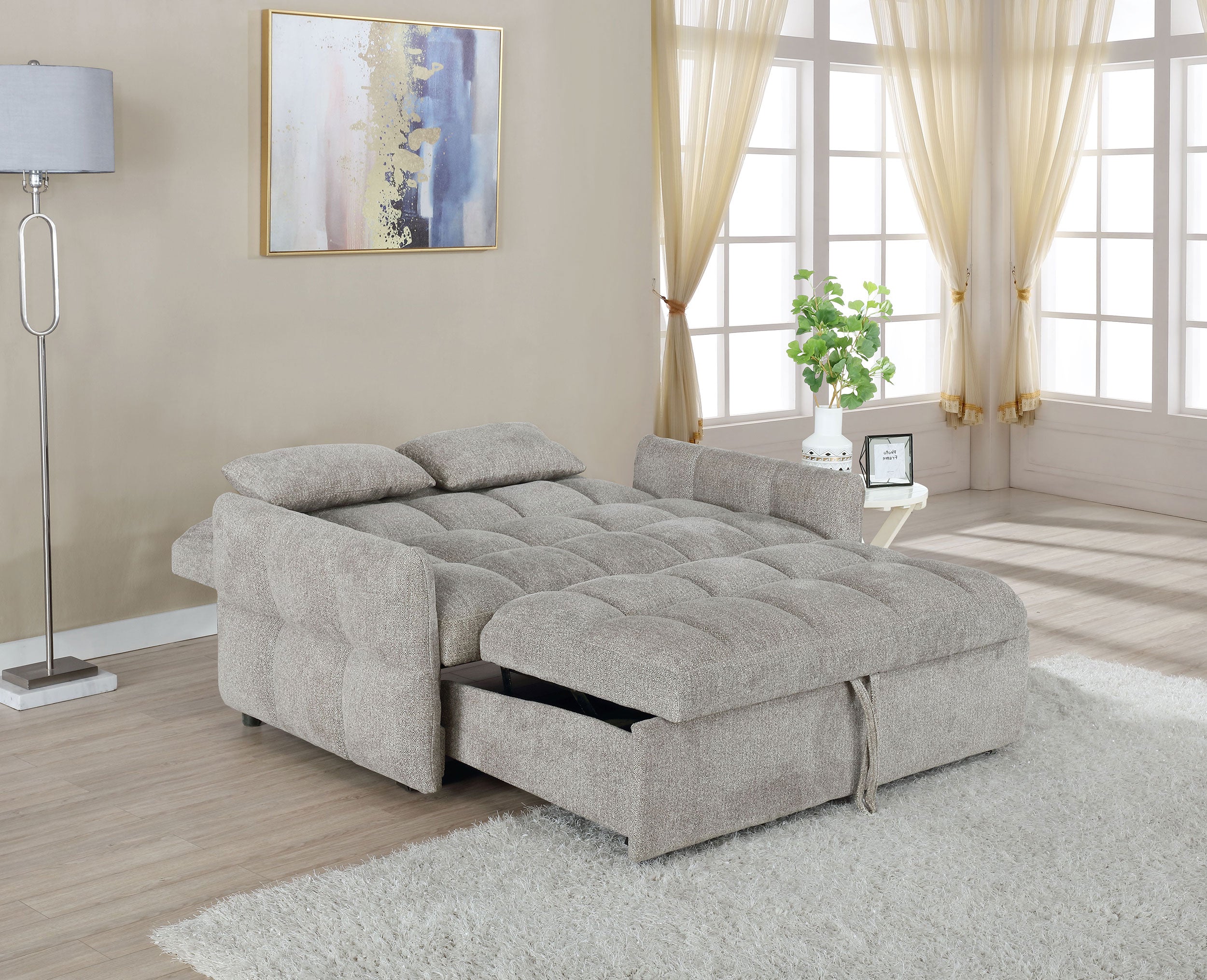 Cotswold Tufted Cushion Sleeper Sofa Bed Light Grey