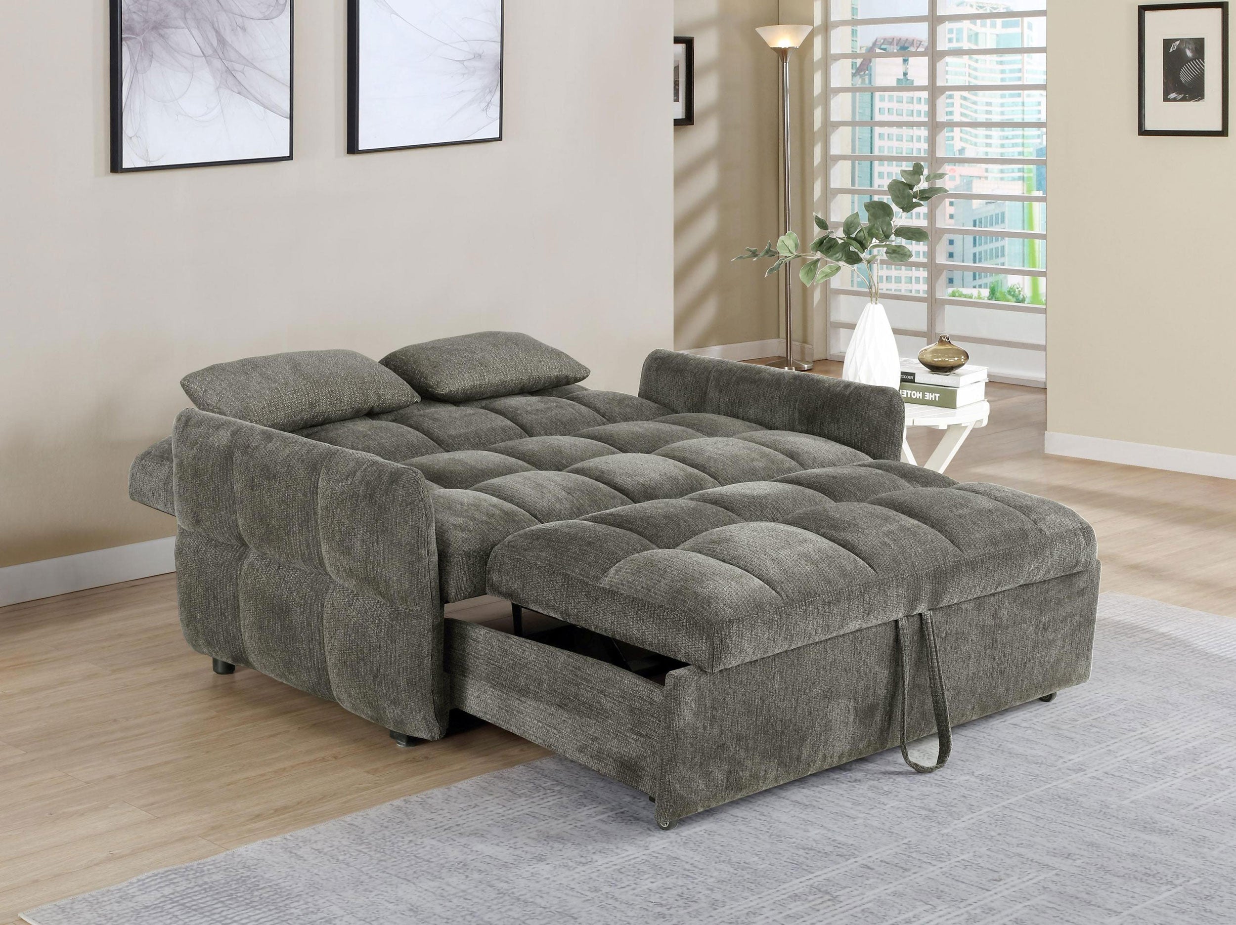 Cotswold Tufted Cushion Sleeper Sofa Bed Dark Grey