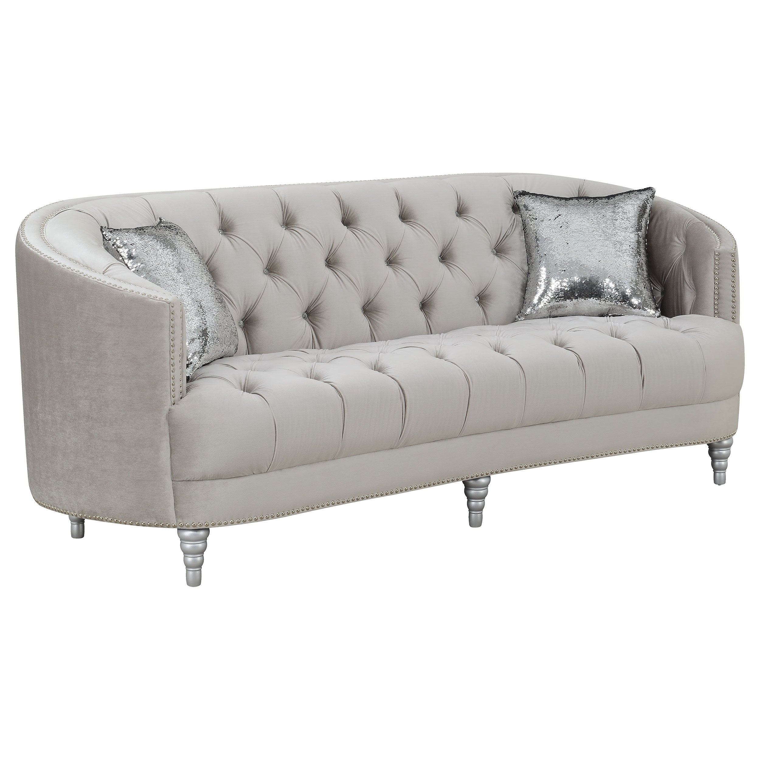 Avonlea Sloped Arm Tufted Sofa Grey