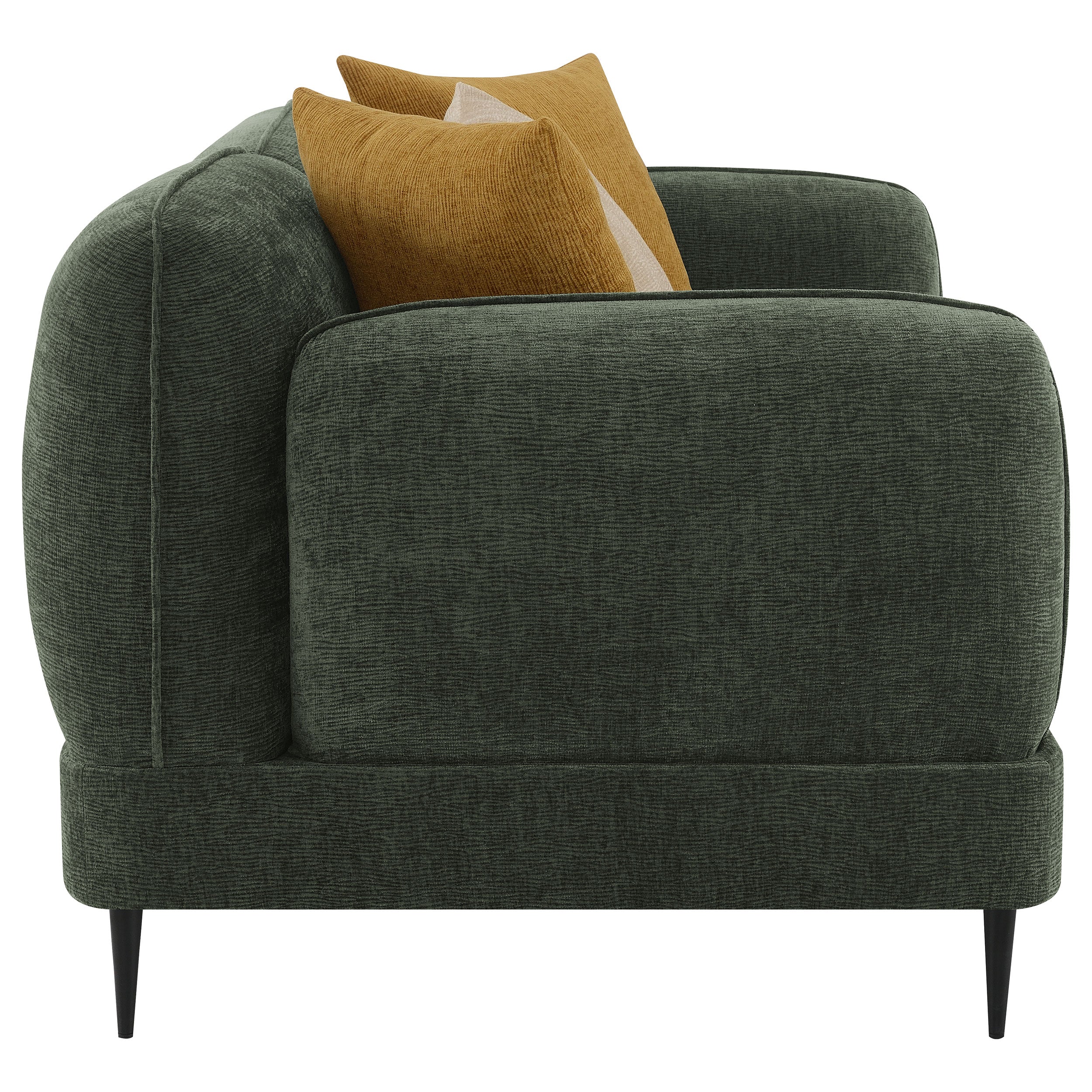 Jade Chenille Upholstered Modern Track Arm Loveseat Green