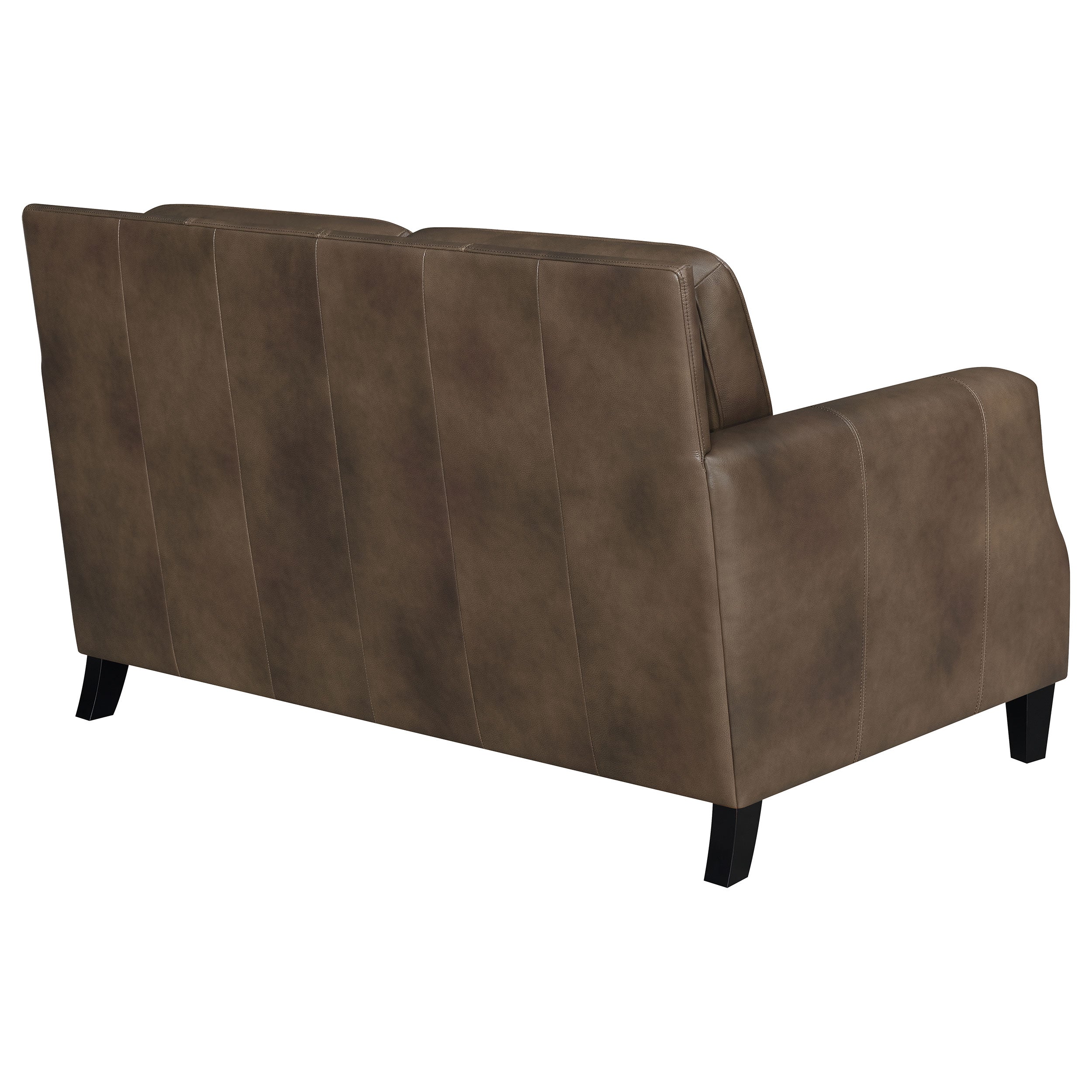 Leaton Upholstered Recessed Arms Loveseat Brown Sugar