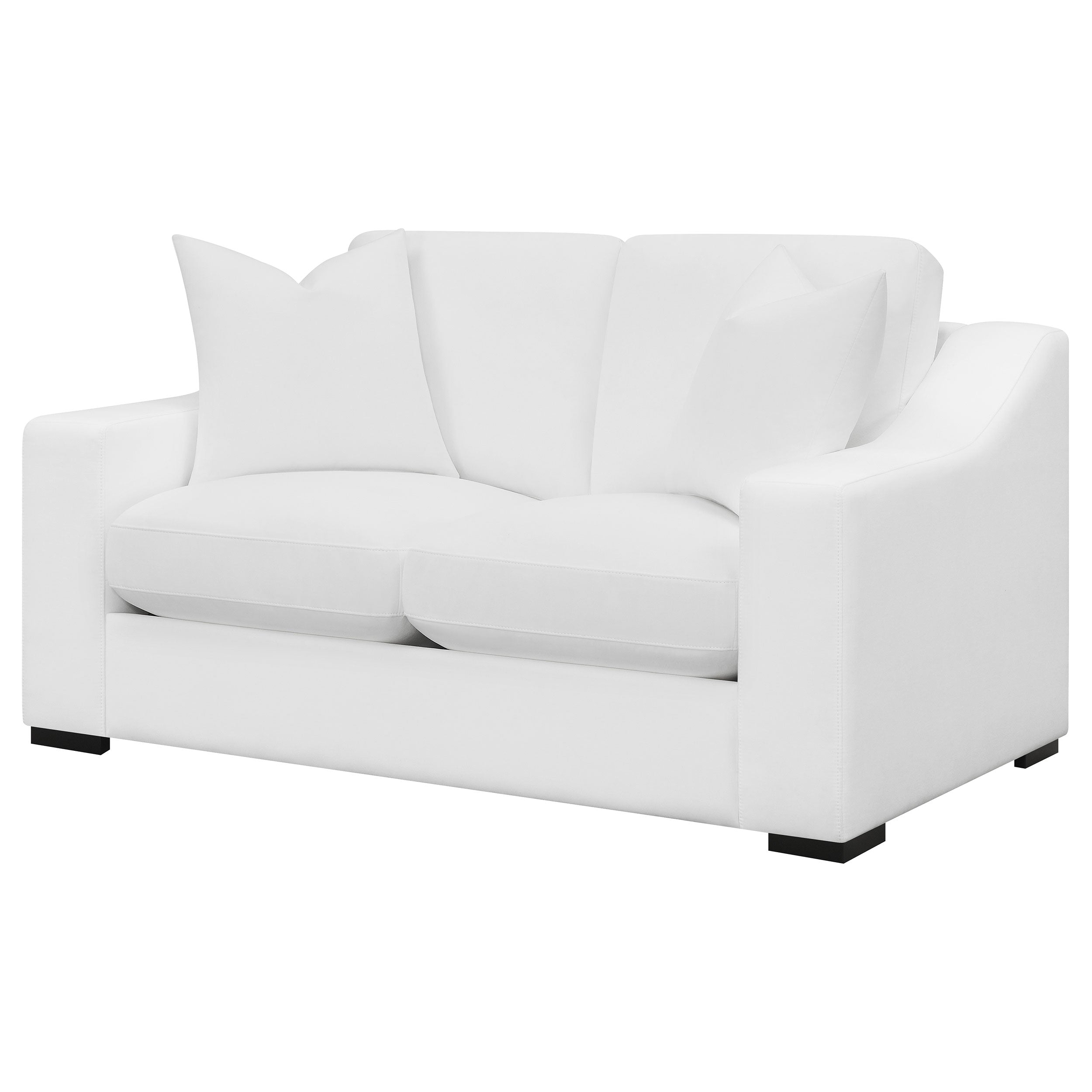 Ashlyn Upholstered Sloped Arms Loveseat White