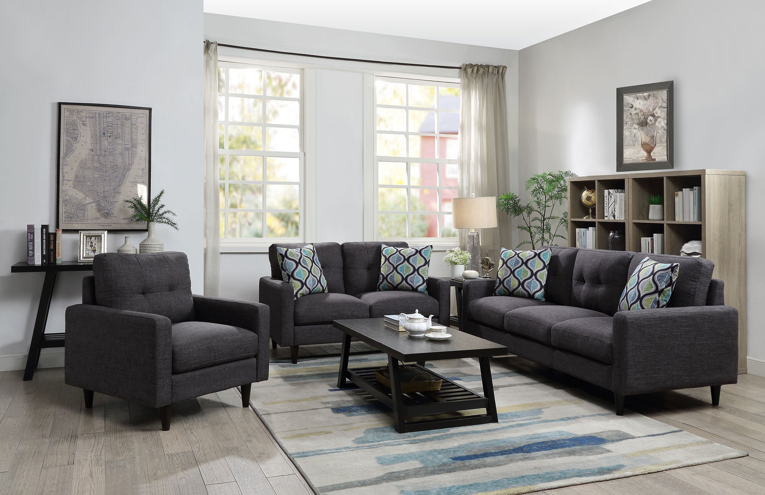 Watsonville 2-piece Cushion Back Living Room Set Grey