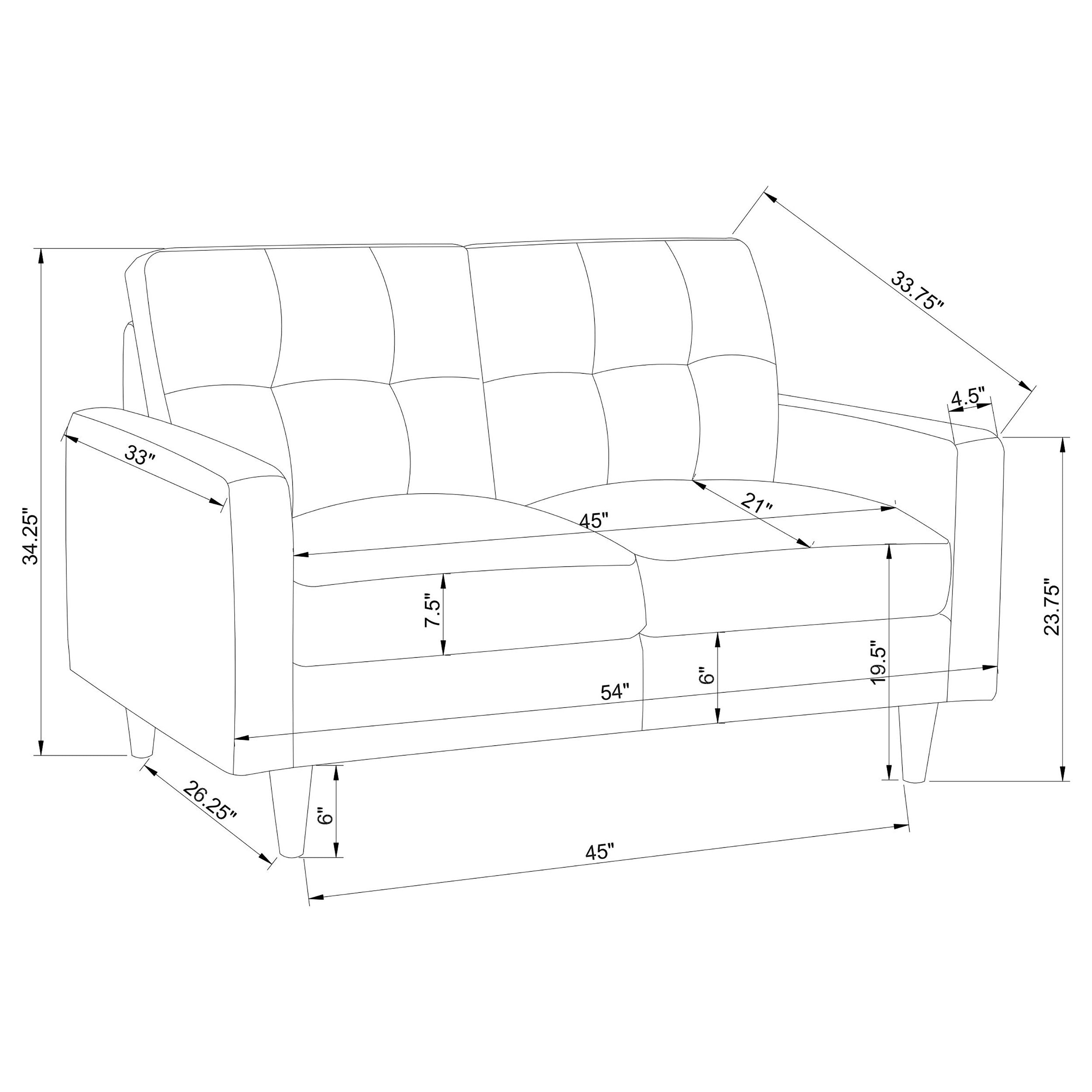 Watsonville Tufted Back Loveseat Grey