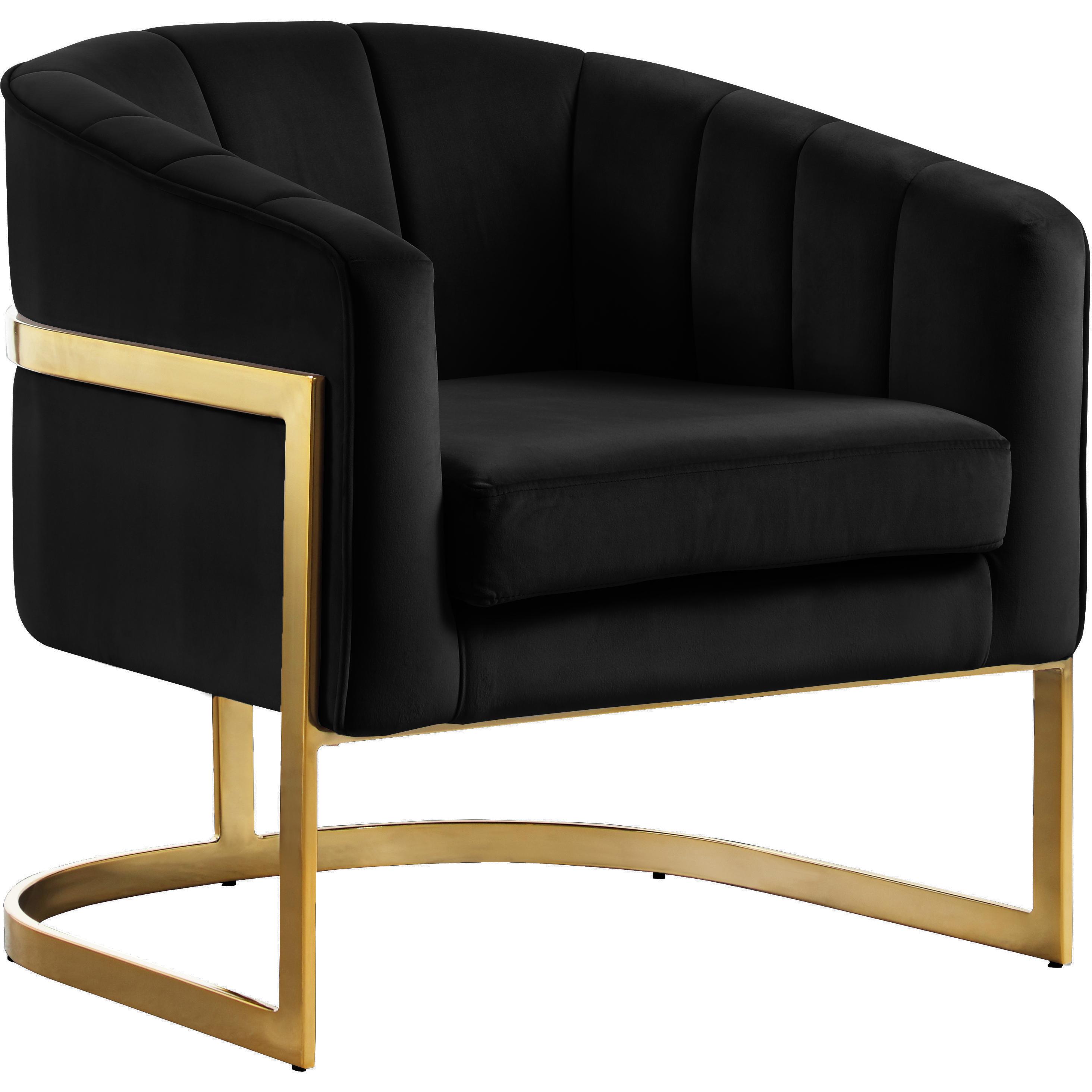 Meridian Carter Black Velvet Accent Chair