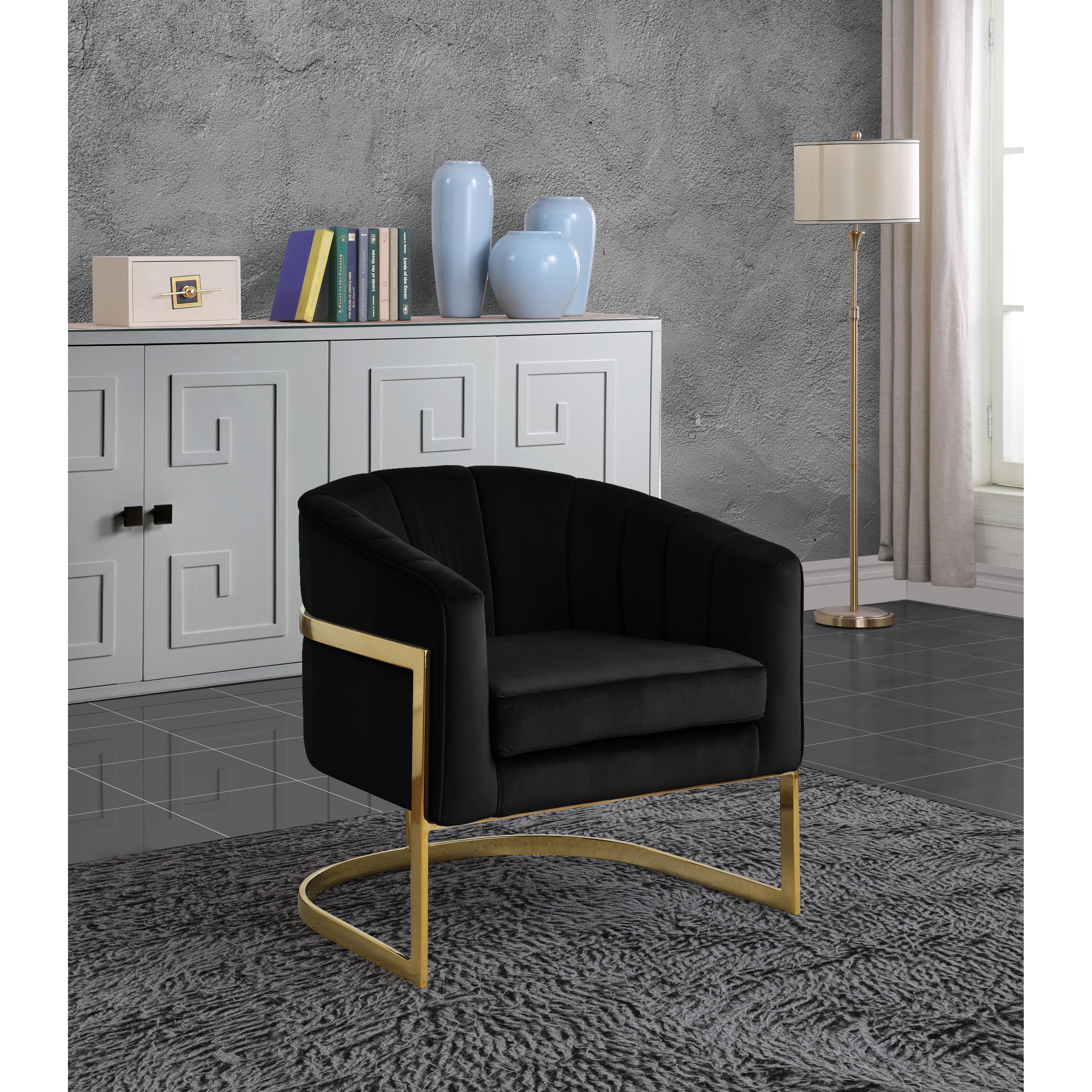 Meridian Carter Black Velvet Accent Chair