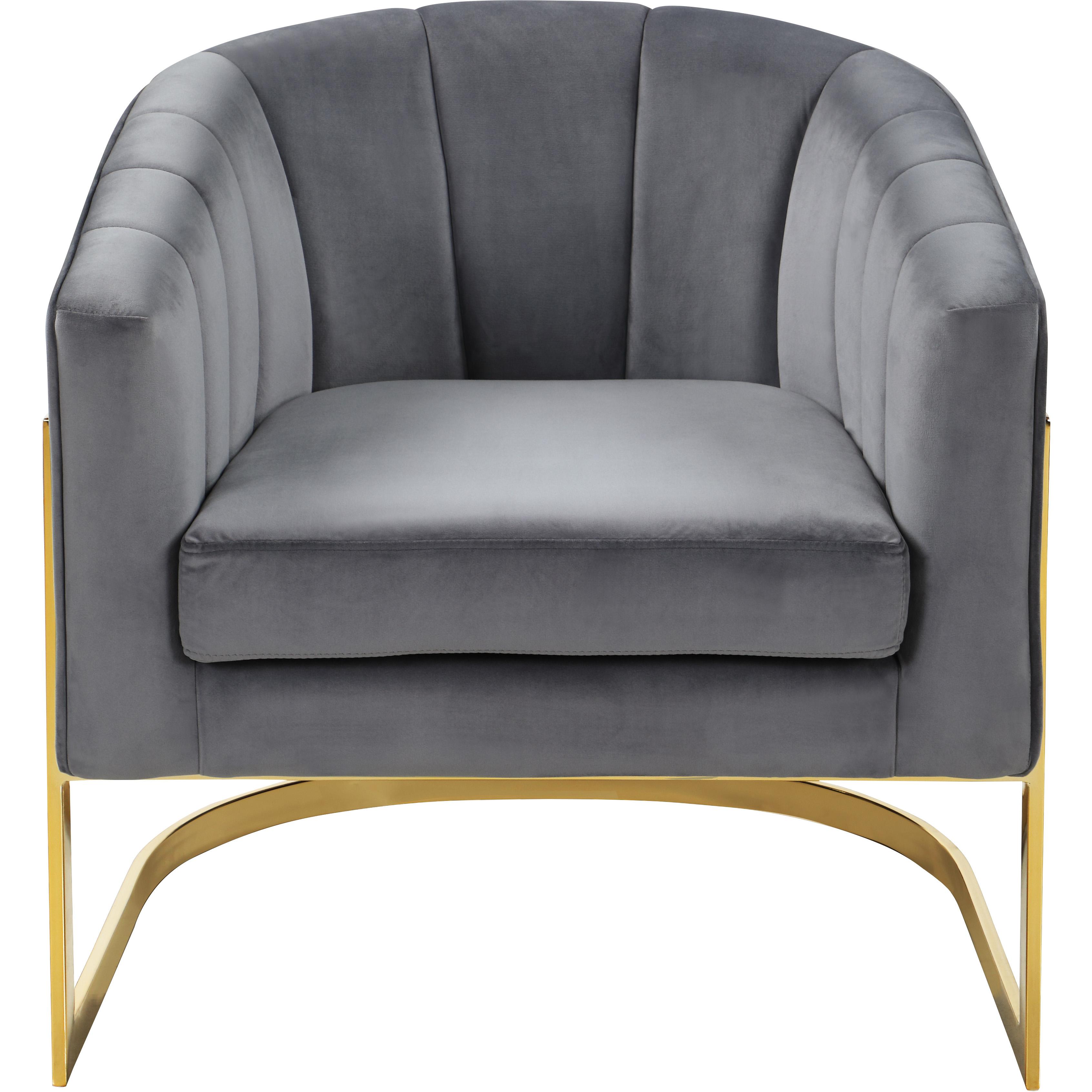 Meridian Carter Grey Velvet Accent Chair