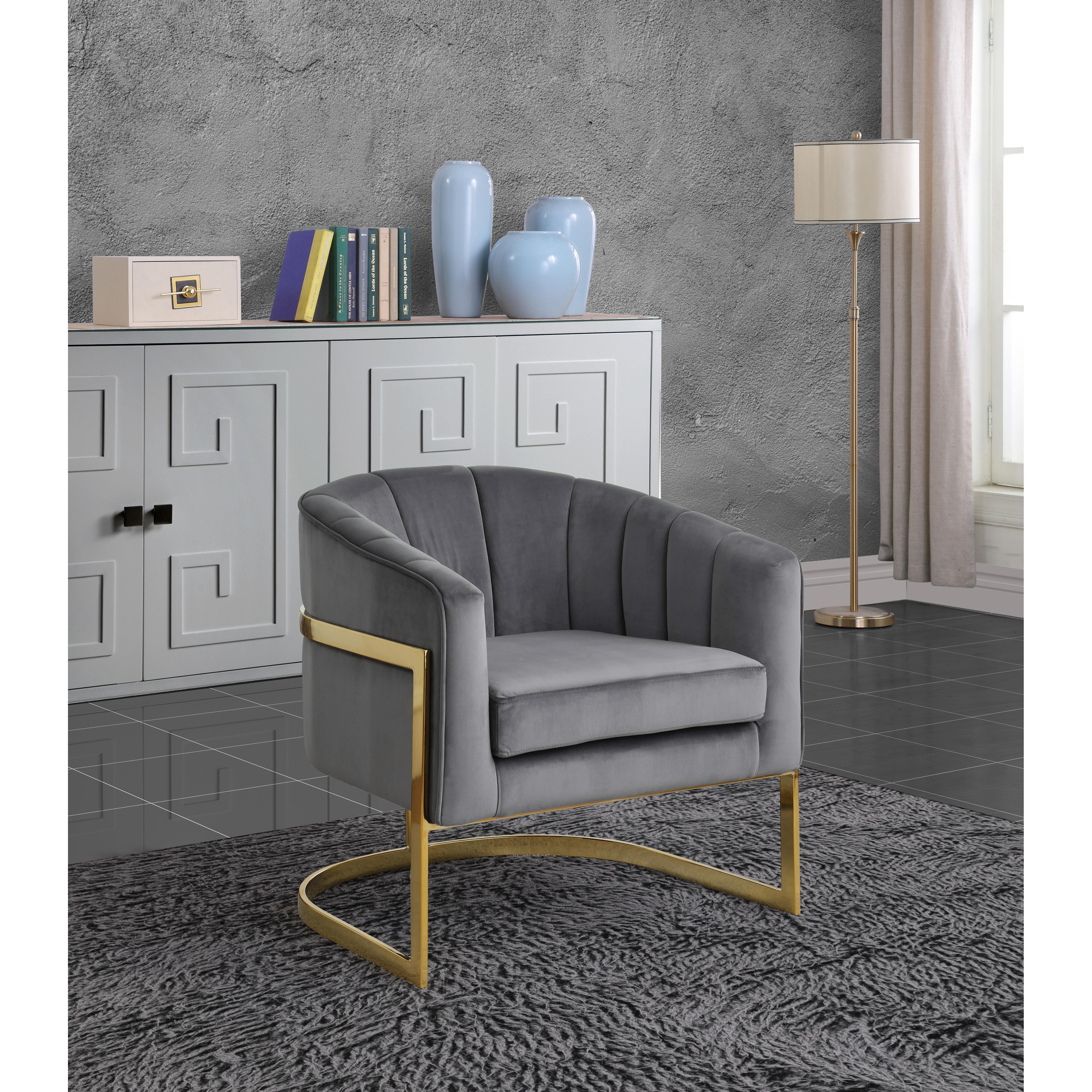 Meridian Carter Grey Velvet Accent Chair