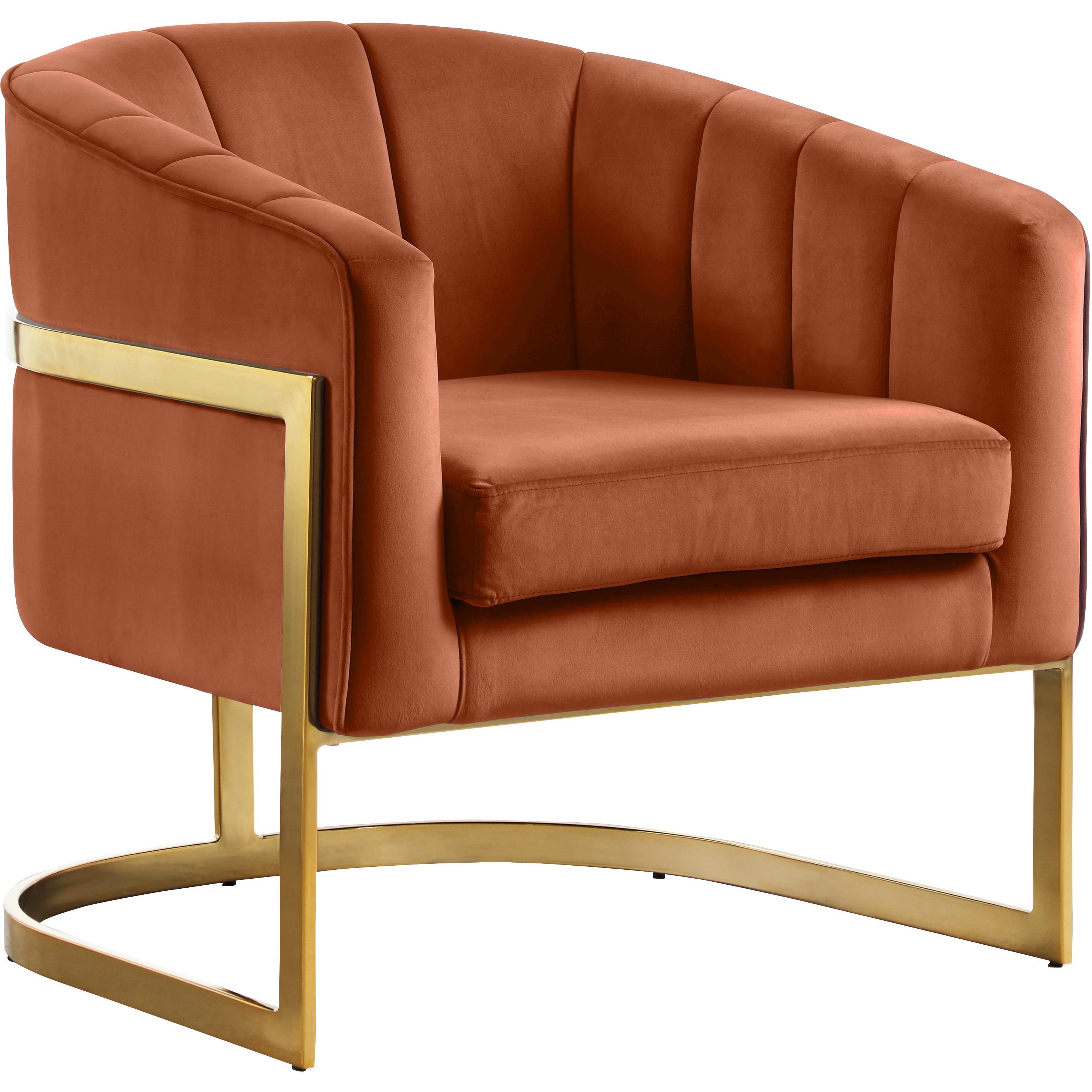 Meridian Carter Cognac Velvet Accent Chair