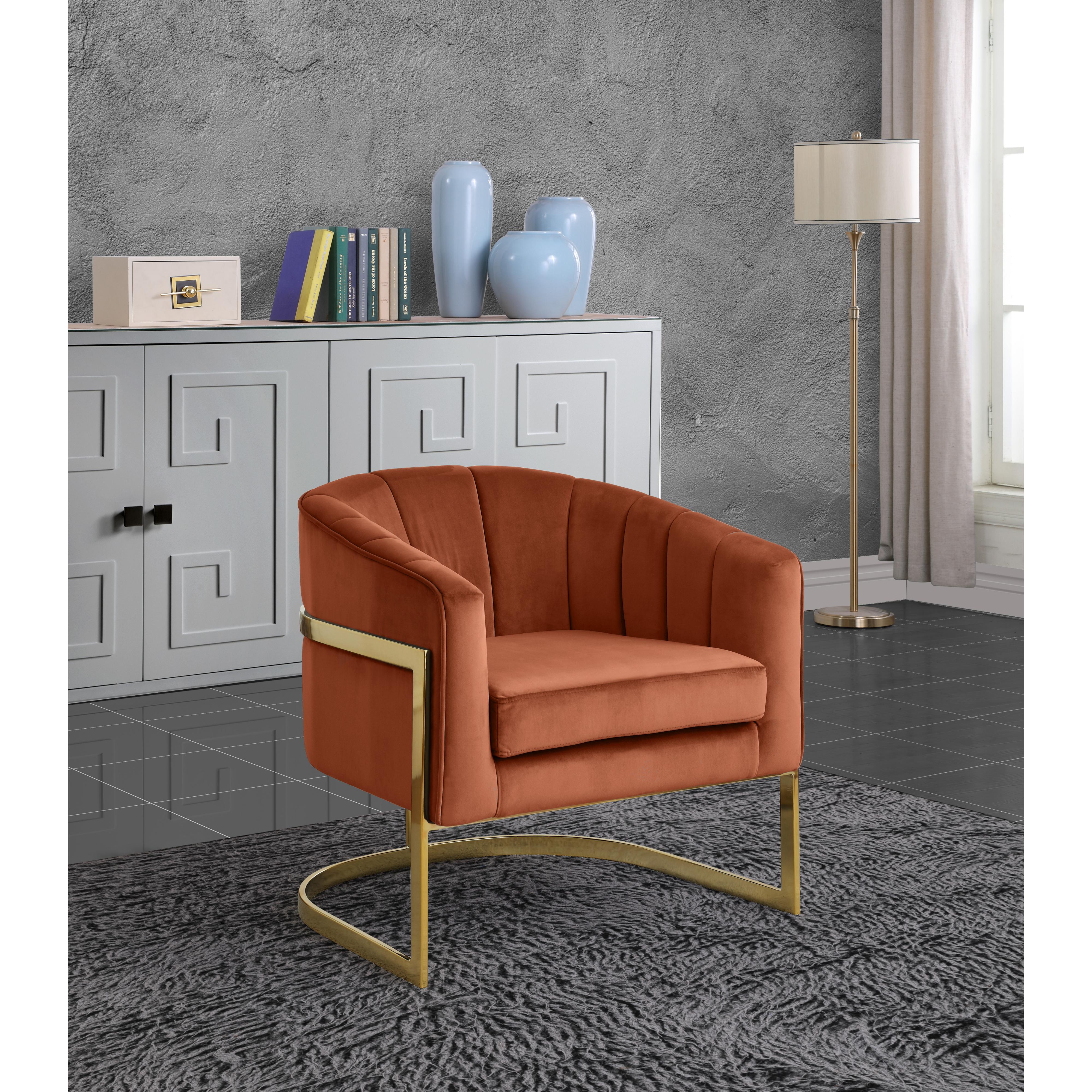 Meridian Carter Cognac Velvet Accent Chair