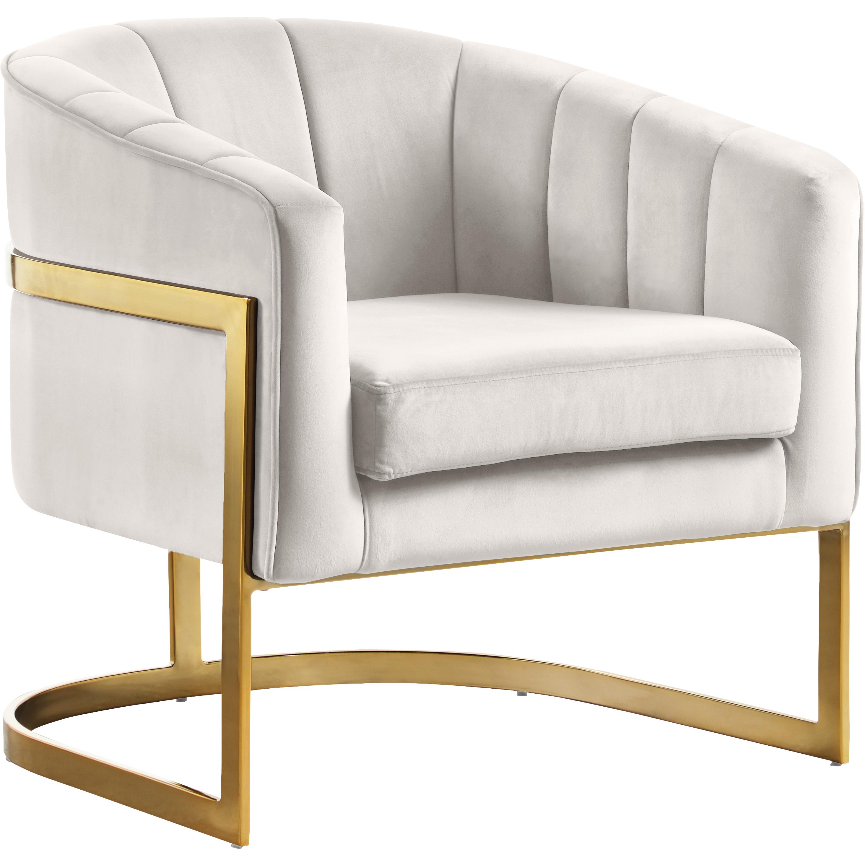 Meridian Carter Cream Velvet Accent Chair