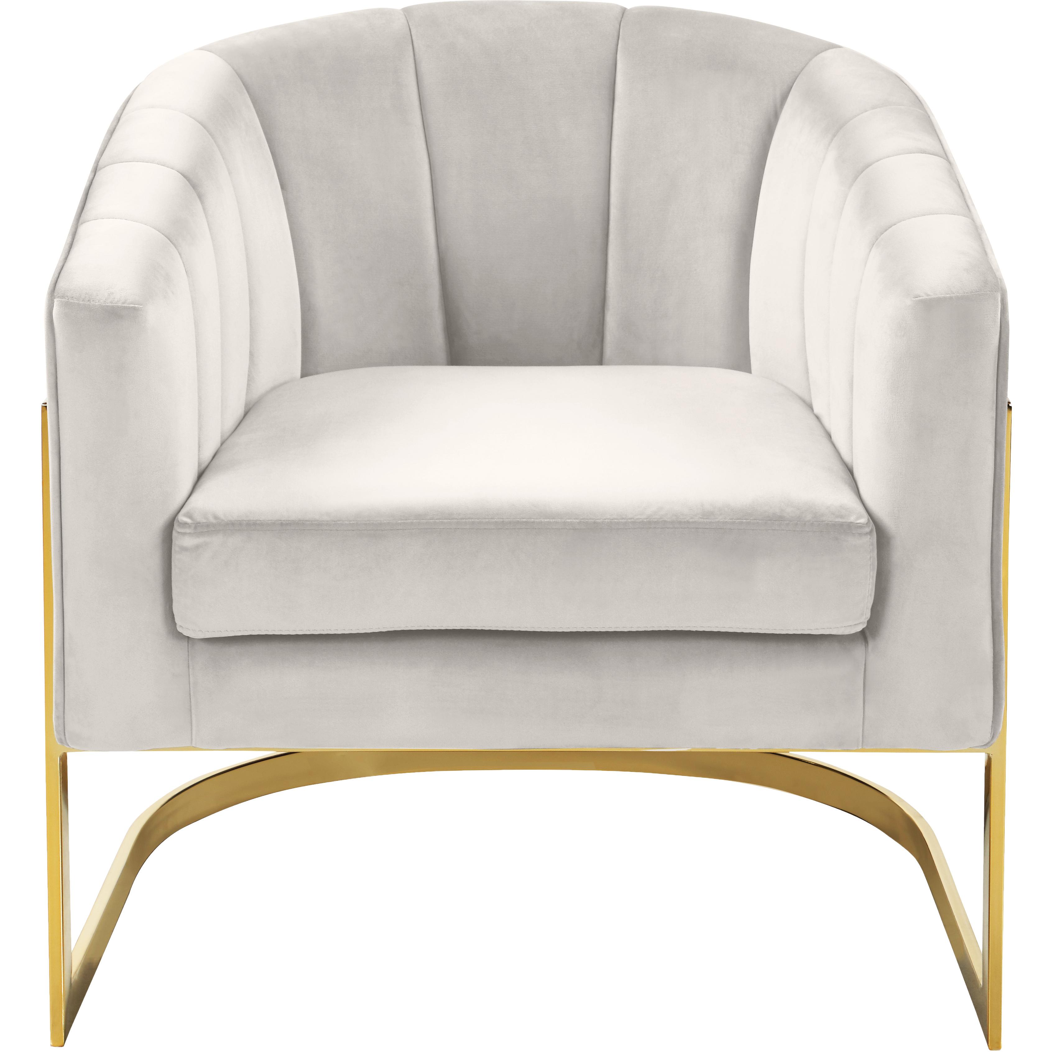 Meridian Carter Cream Velvet Accent Chair