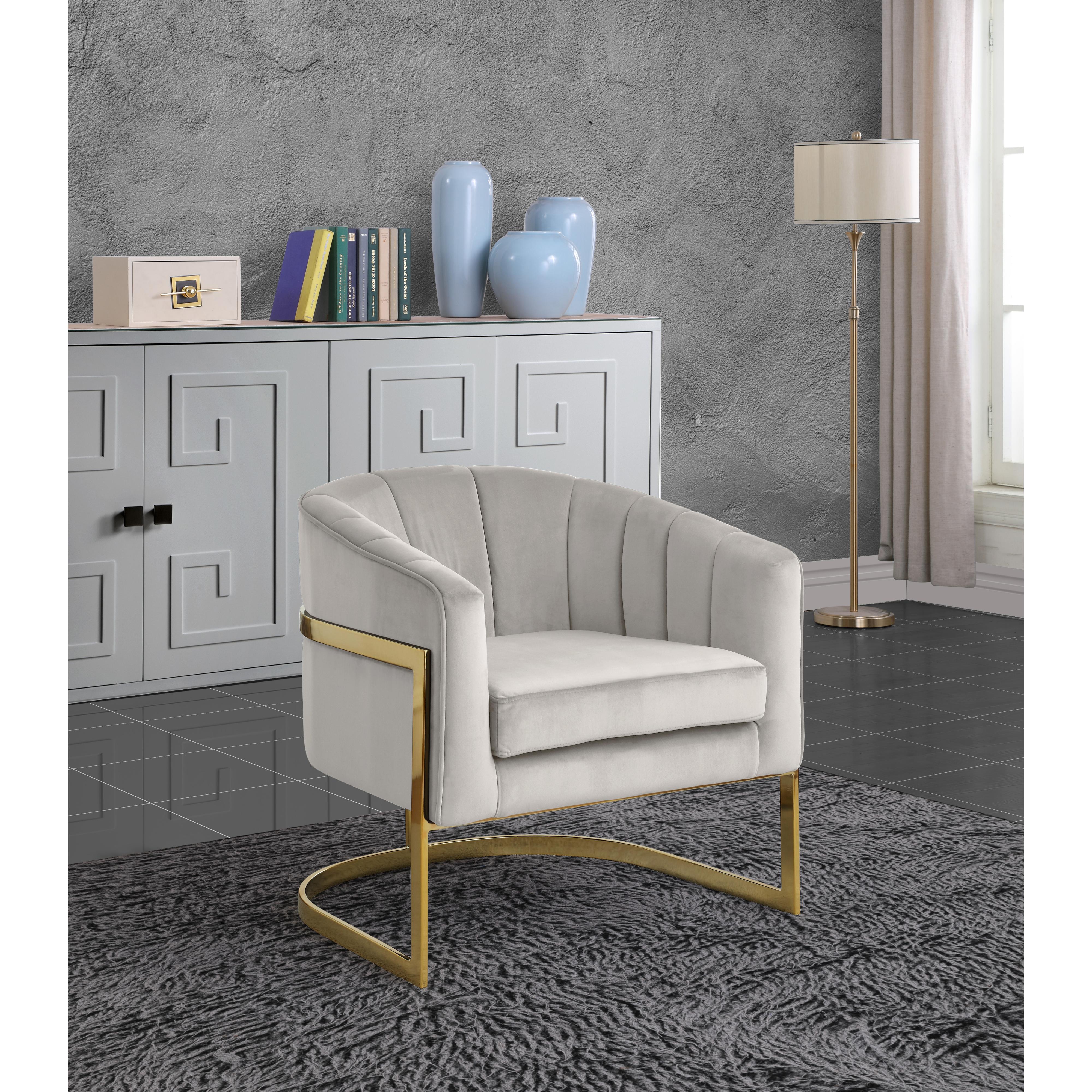 Meridian Carter Cream Velvet Accent Chair