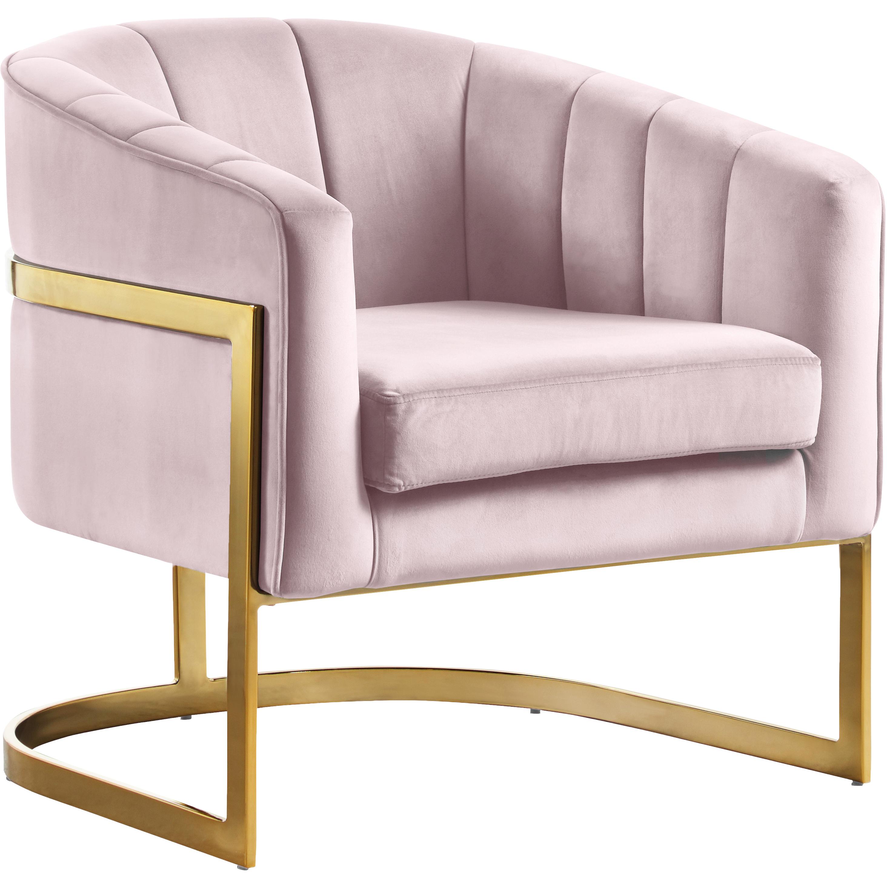 Meridian Carter Pink Velvet Accent Chair