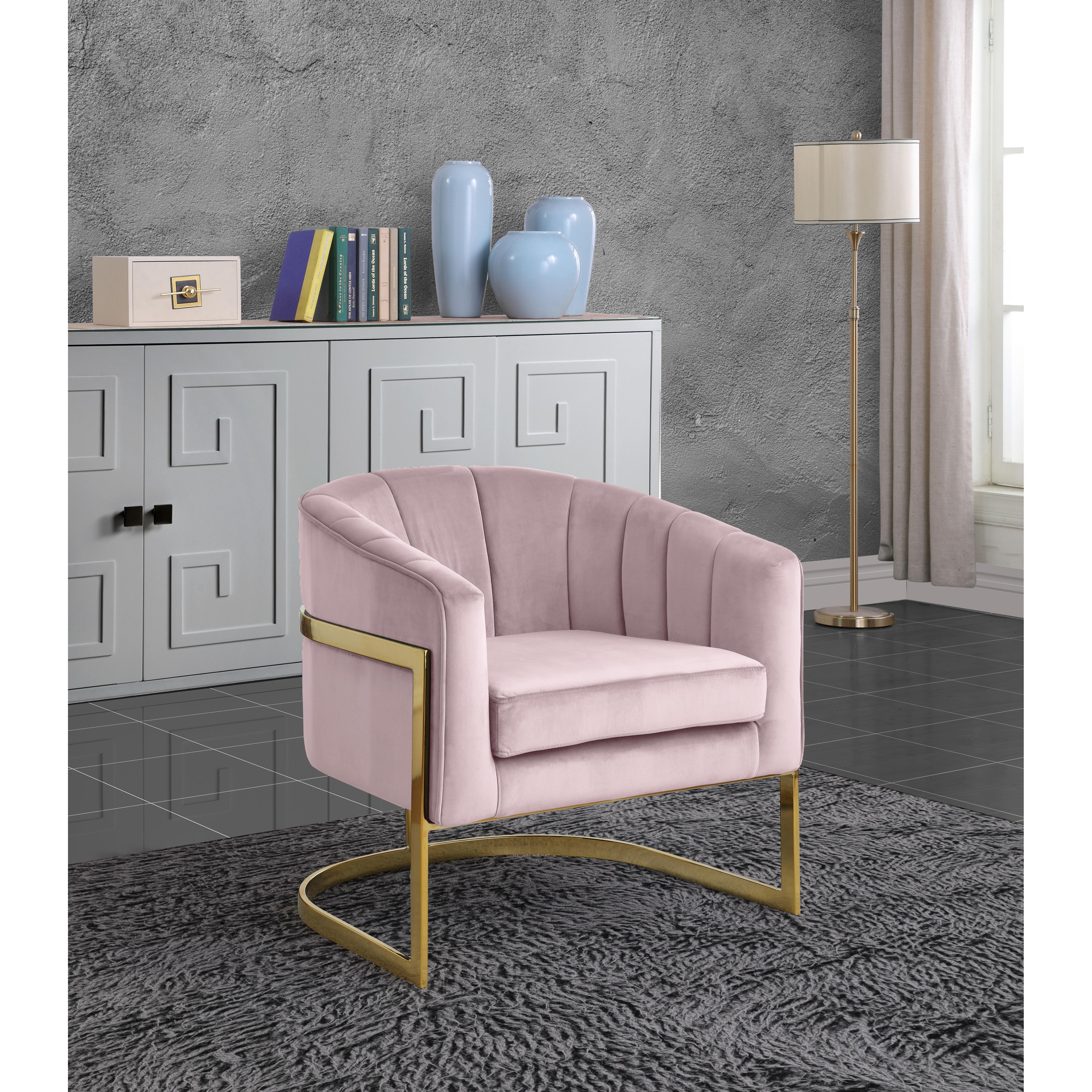 Meridian Carter Pink Velvet Accent Chair