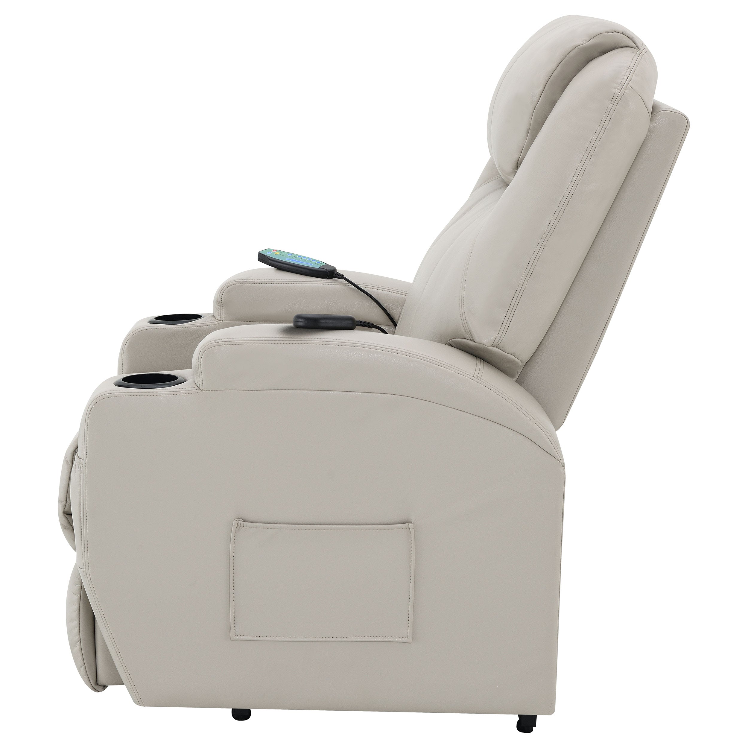 Sanger Upholstered Power Lift Recliner Chair with Massage Champagne