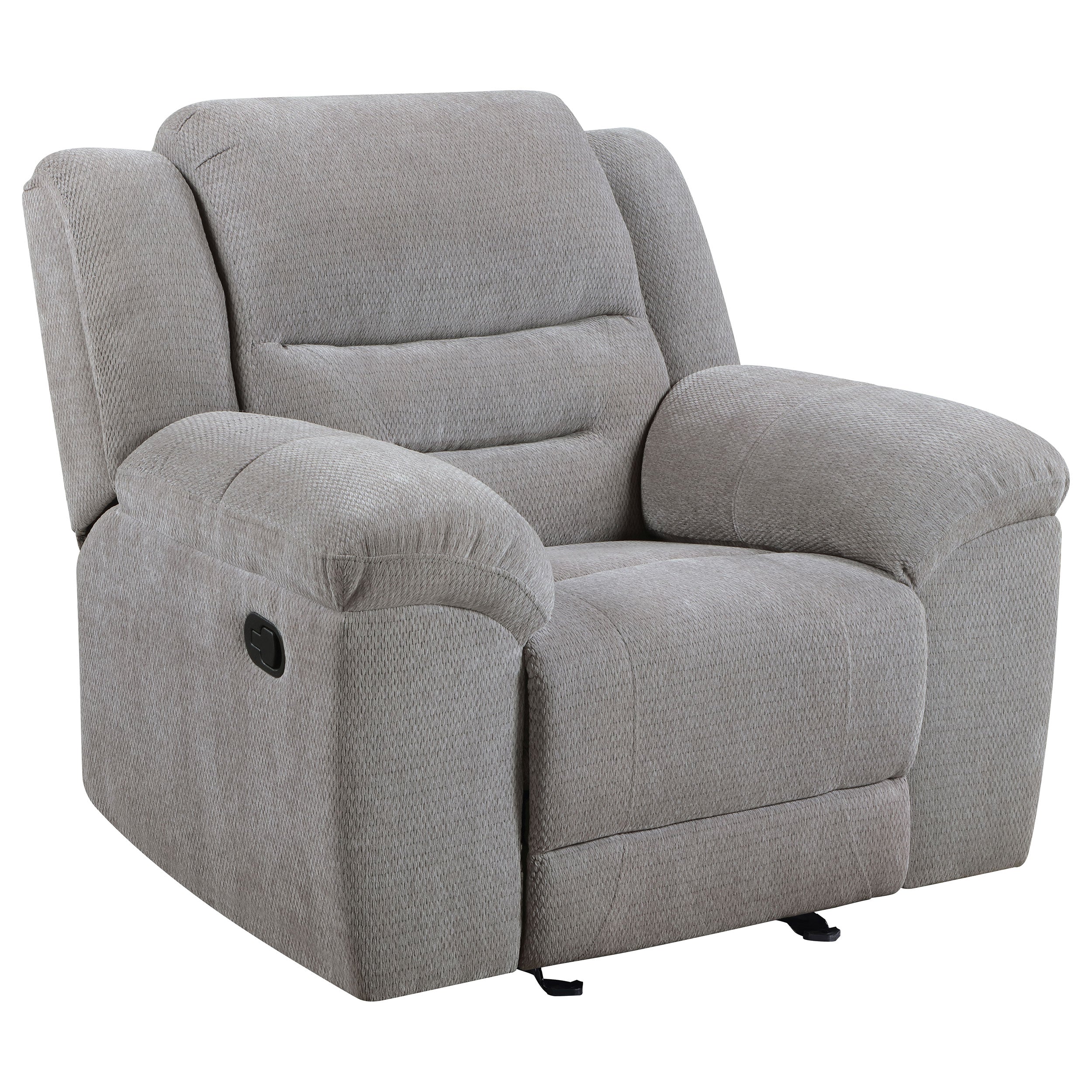 Gilson Chenille Upholstered Reclining Glider Recliner Grey