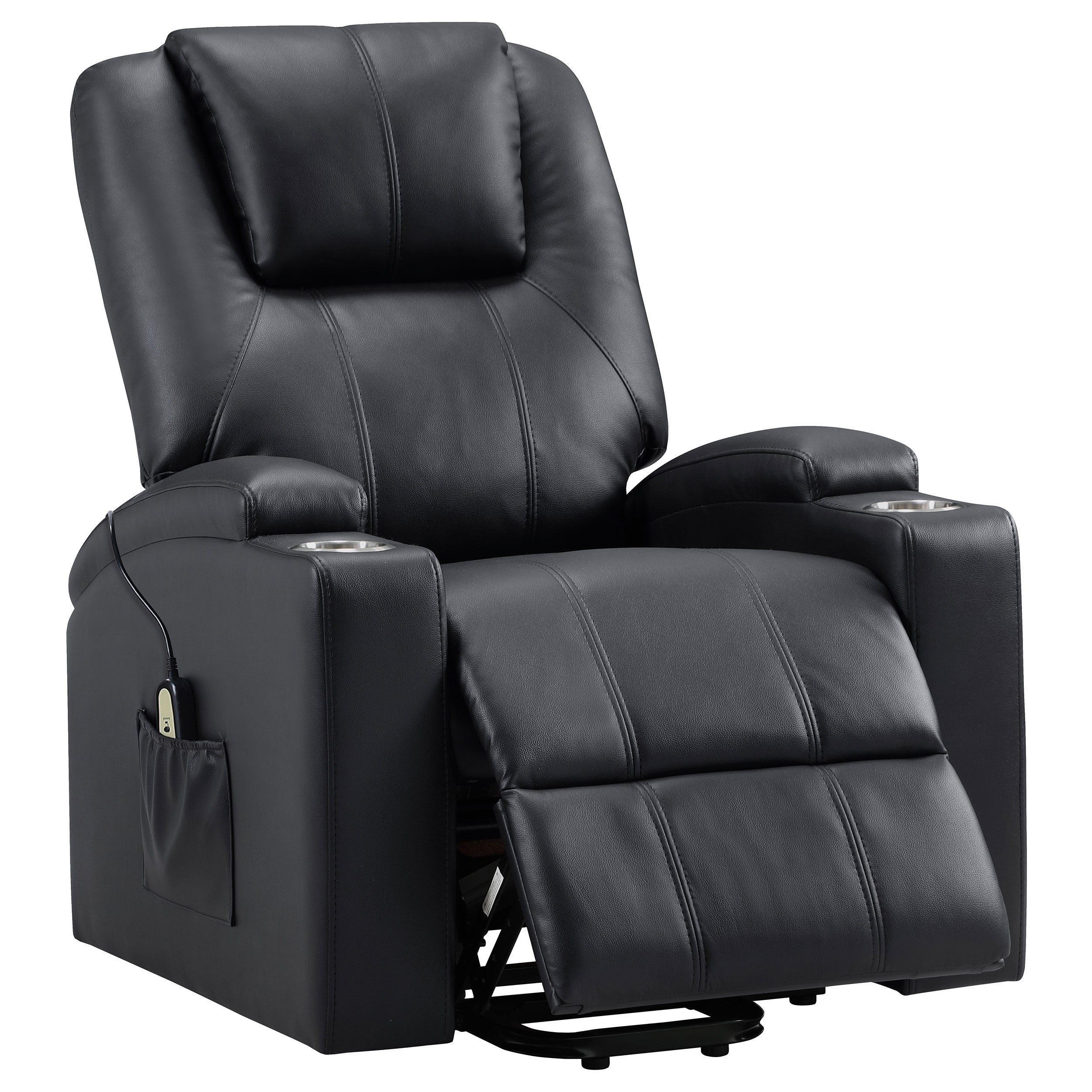 Armstrong Upholstered Power Lift Massage Recliner Black