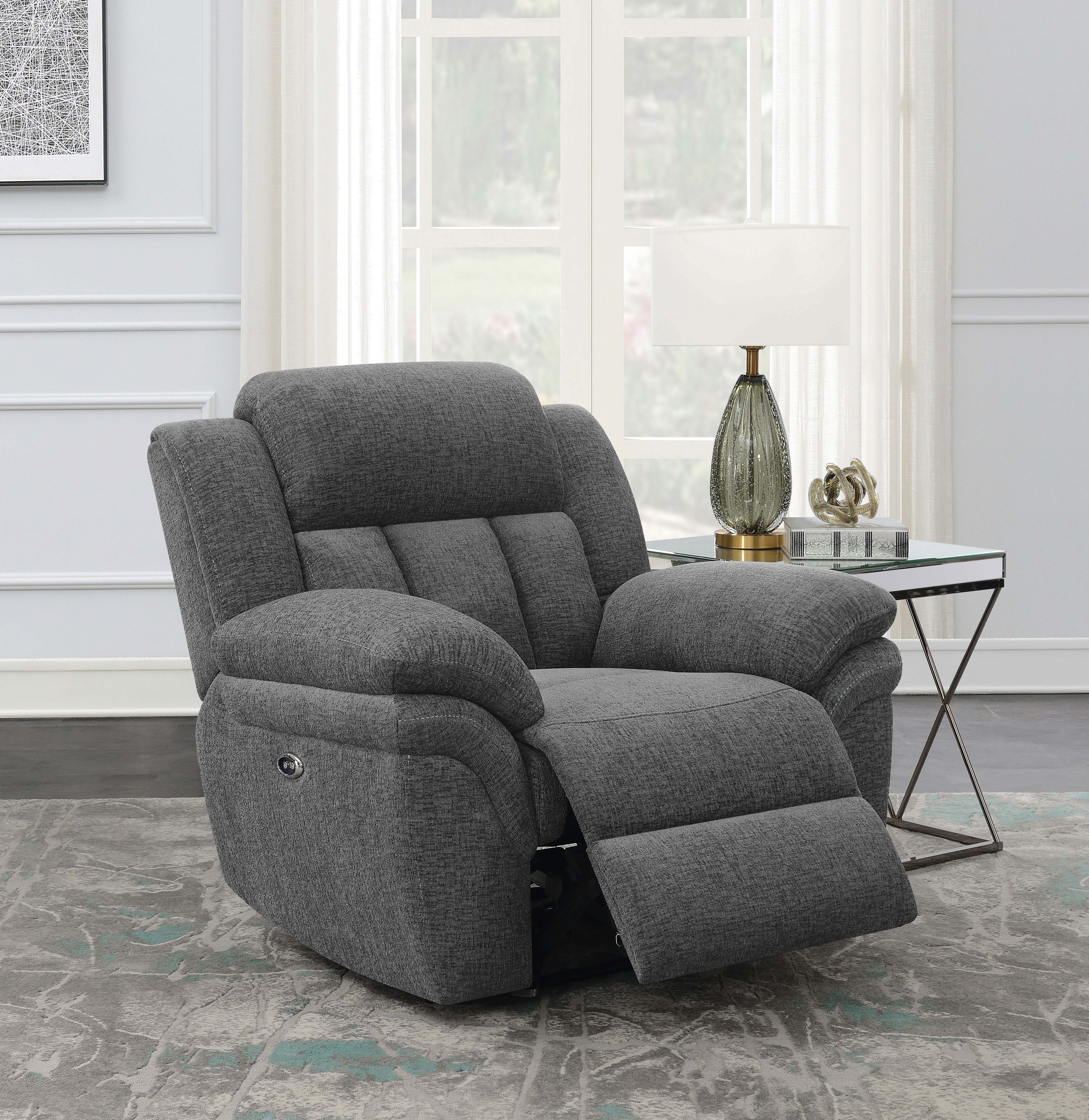 Bahrain Upholstered Power Glider Recliner Charcoal