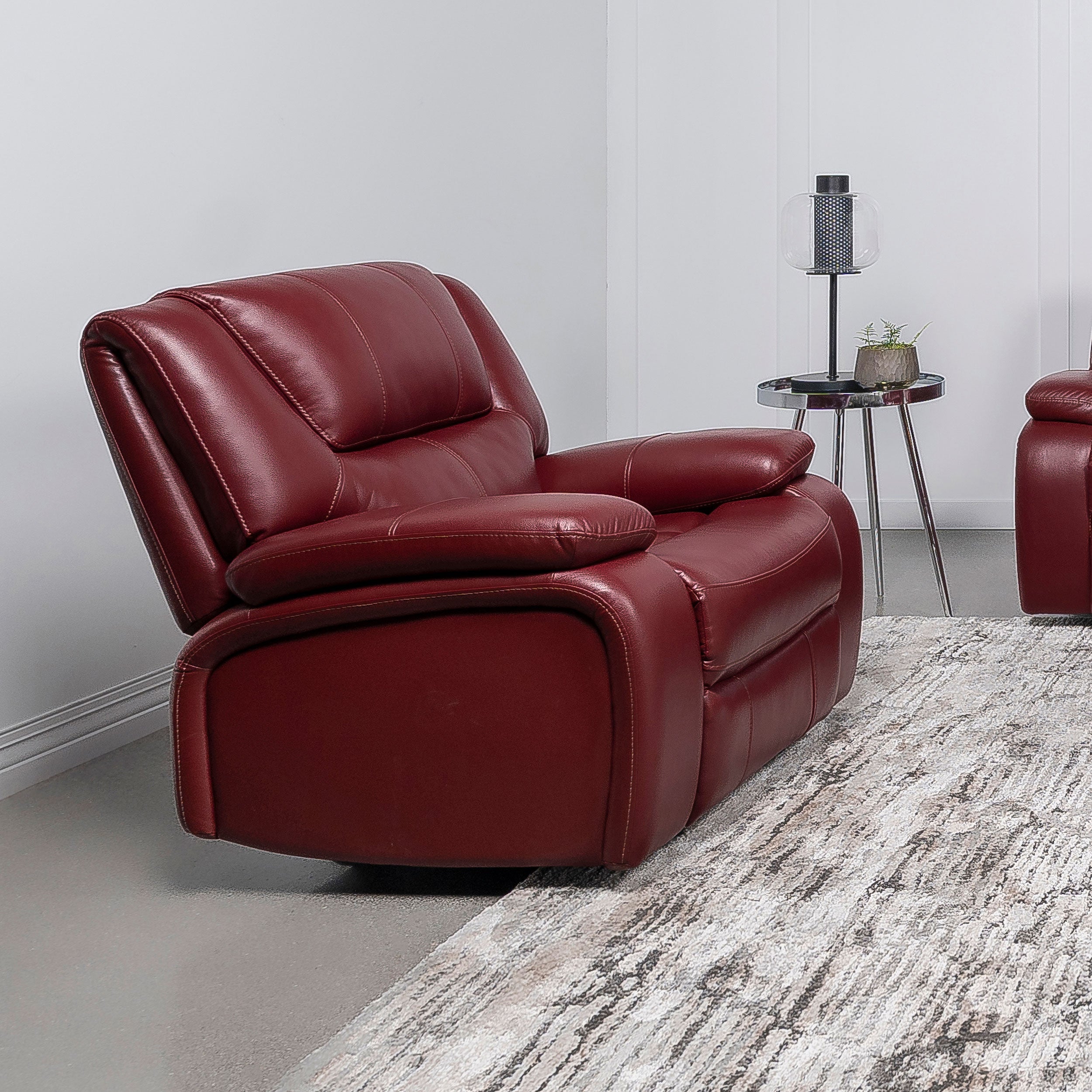 Camila Upholstered Glider Recliner Chair Red Faux Leather