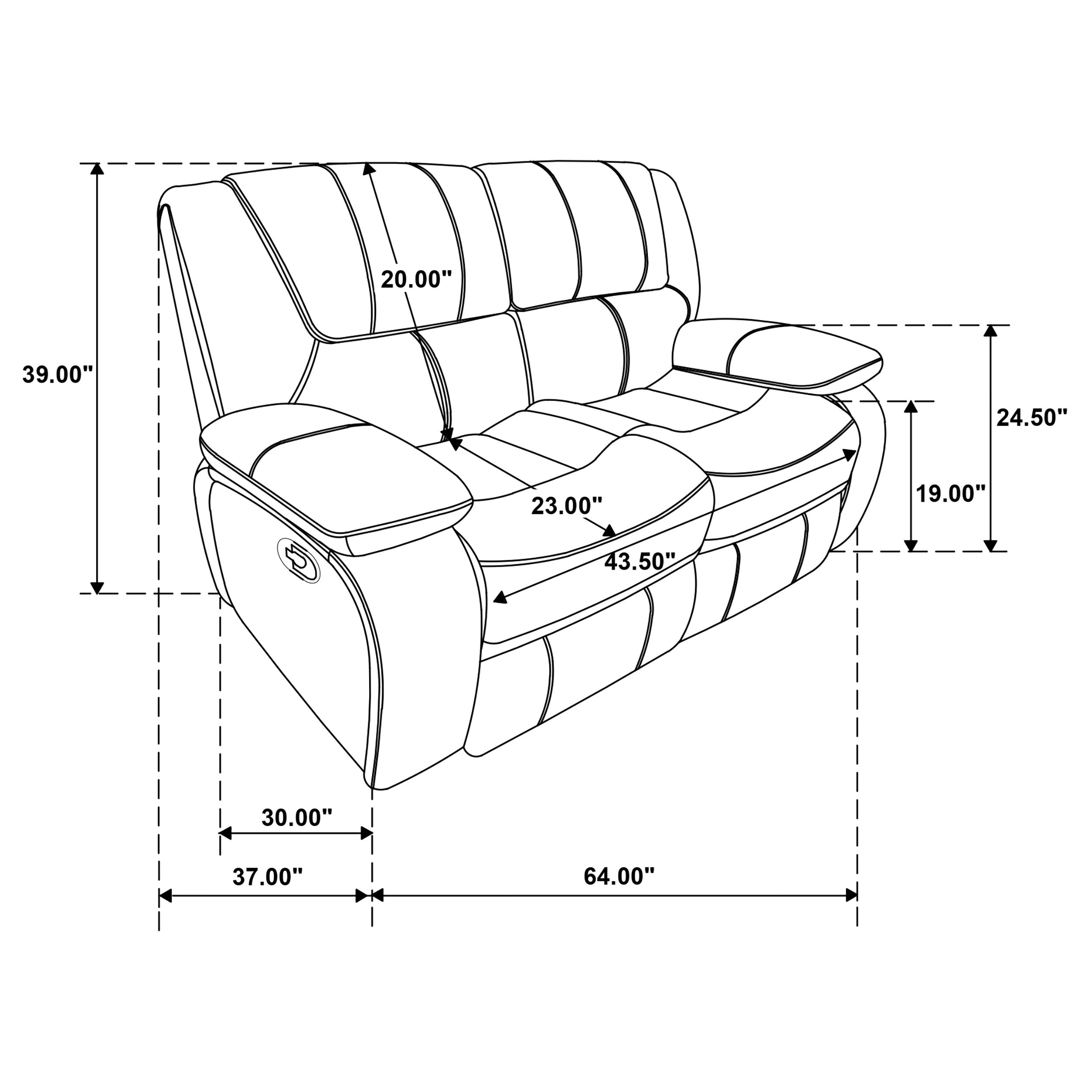 Camila Upholstered Motion Reclining Loveseat Black