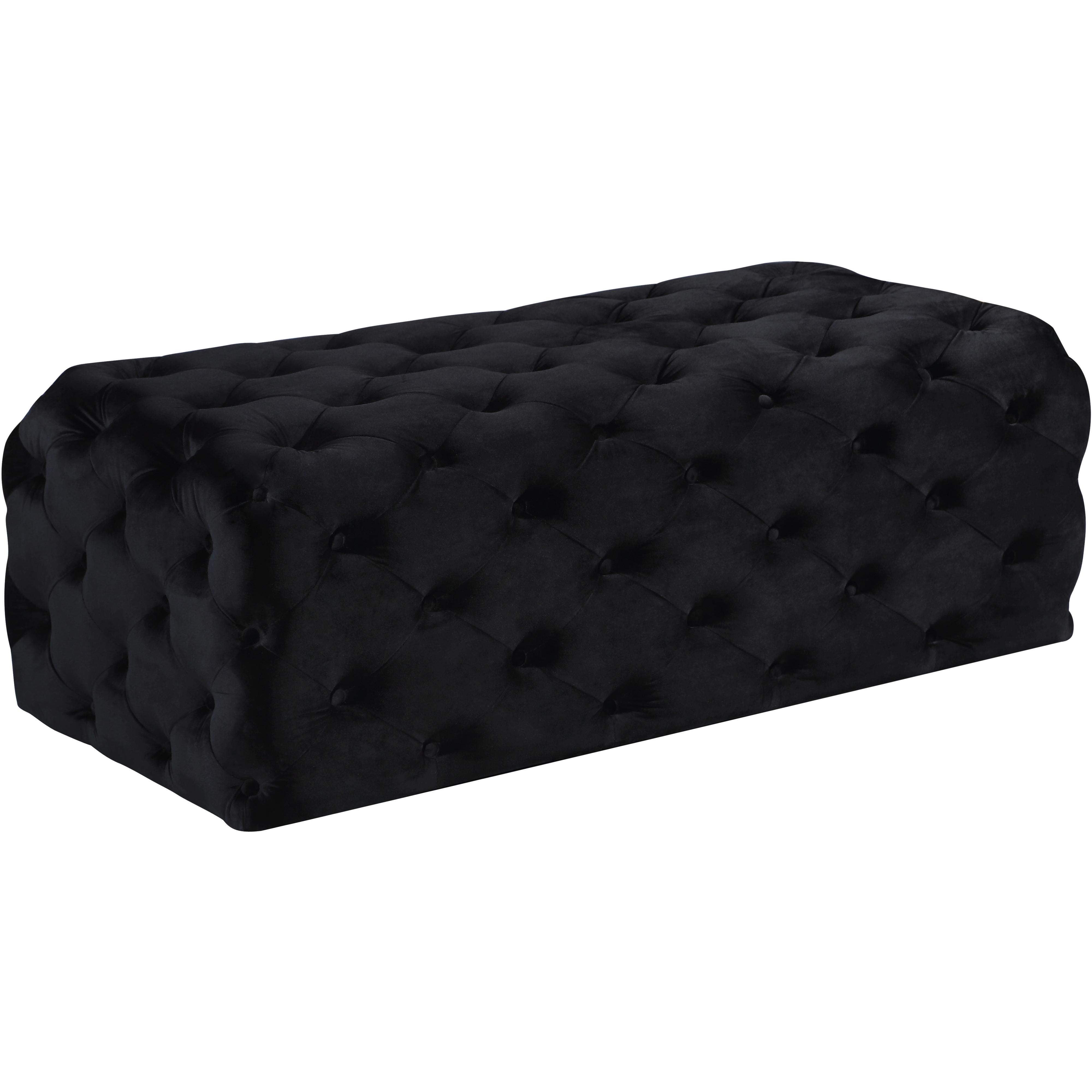 Meridian Casey Black Velvet Ottoman/Bench